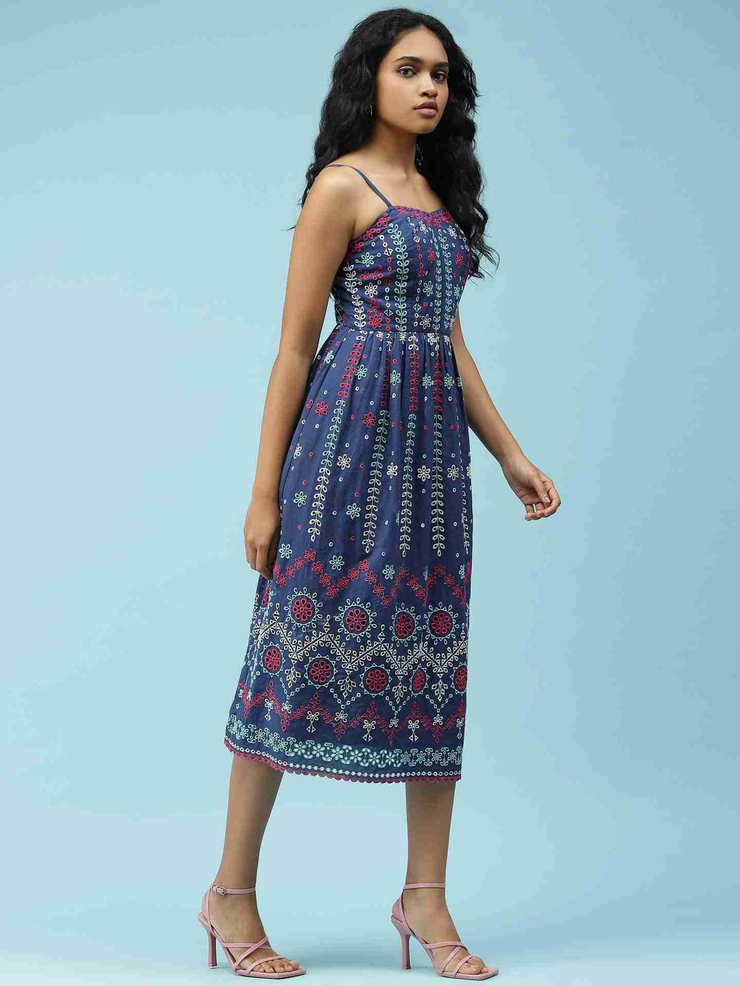Navy Colette Midi Dress