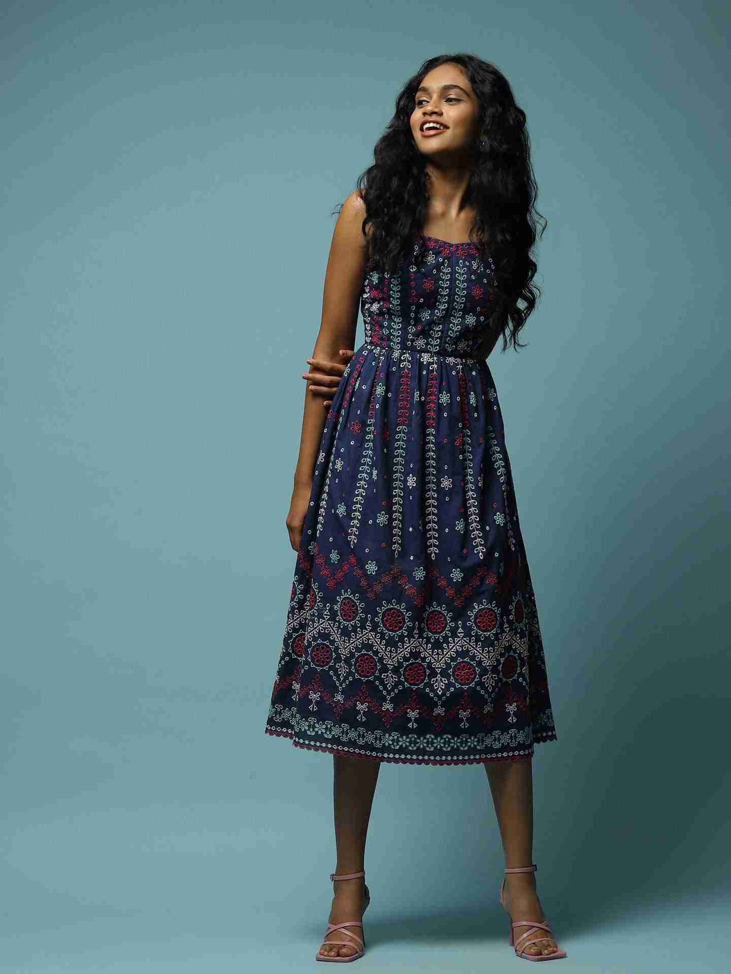 Navy Colette Midi Dress