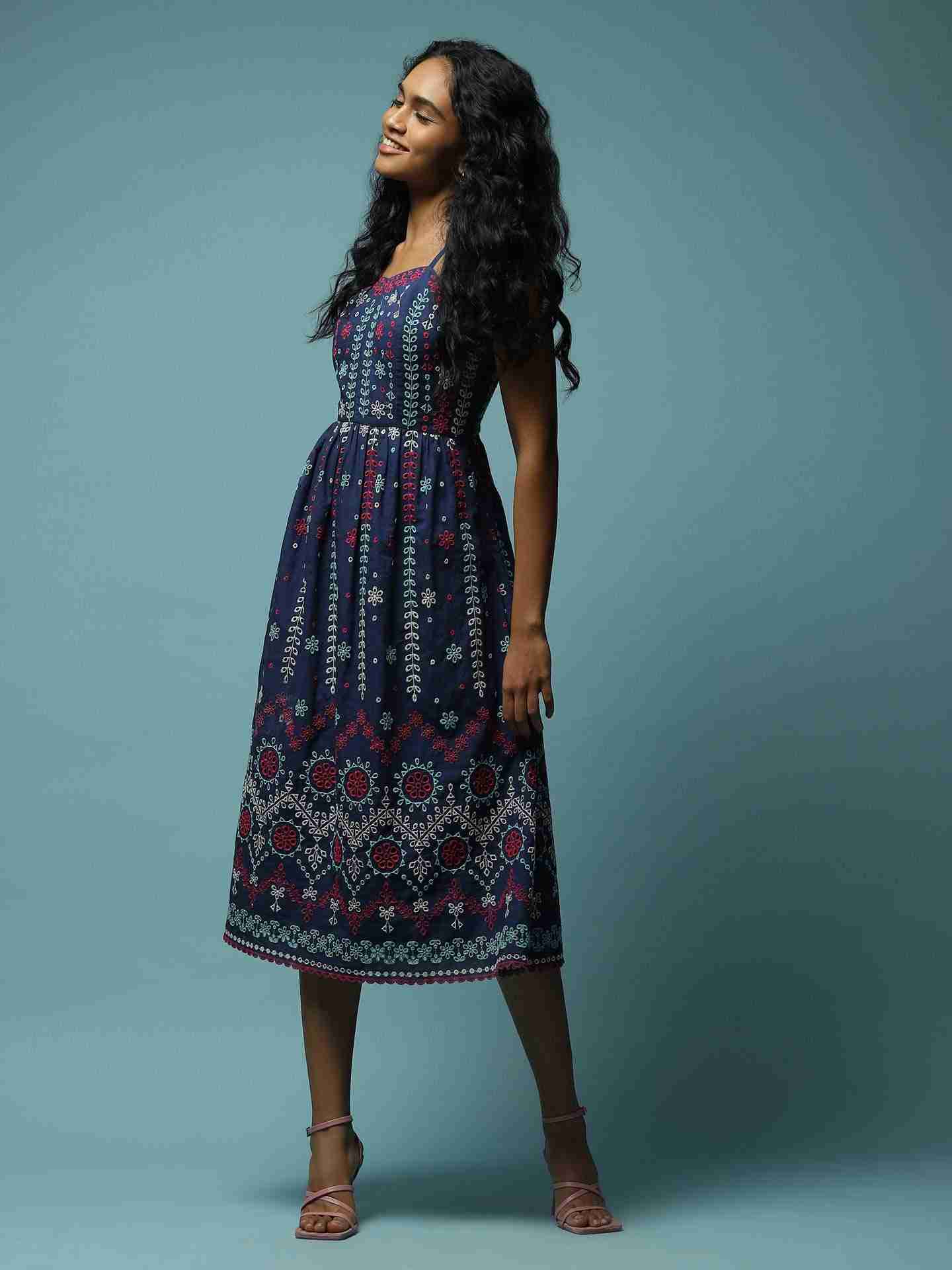 Navy Colette Midi Dress