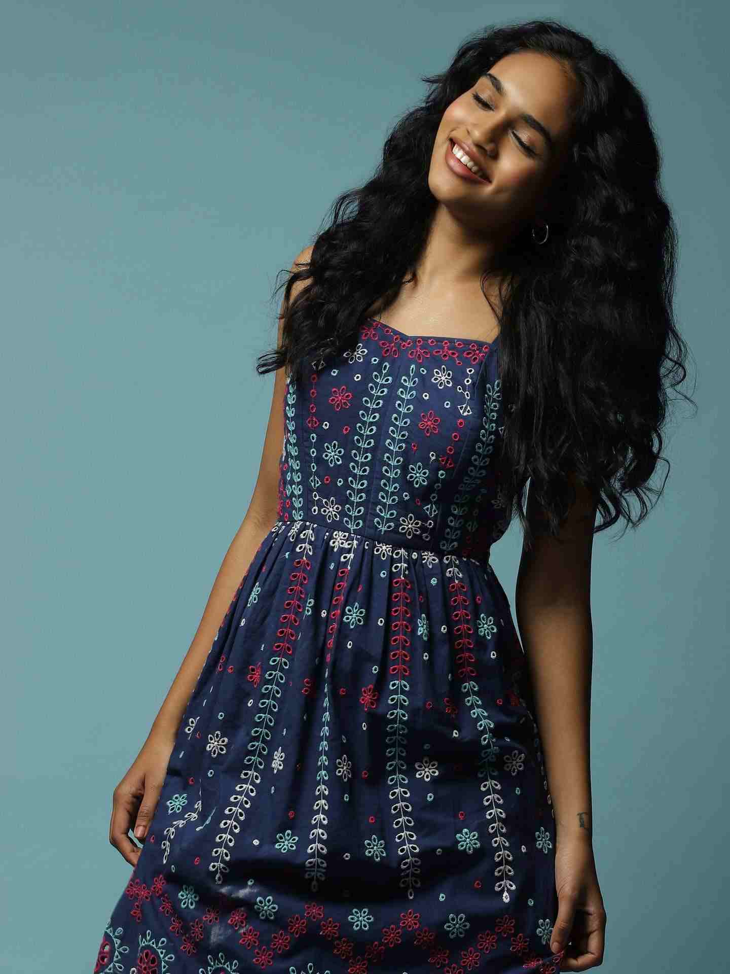 Navy Colette Midi Dress