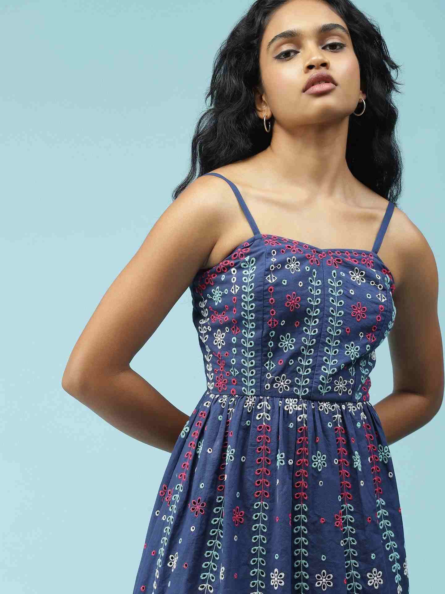 Navy Colette Midi Dress