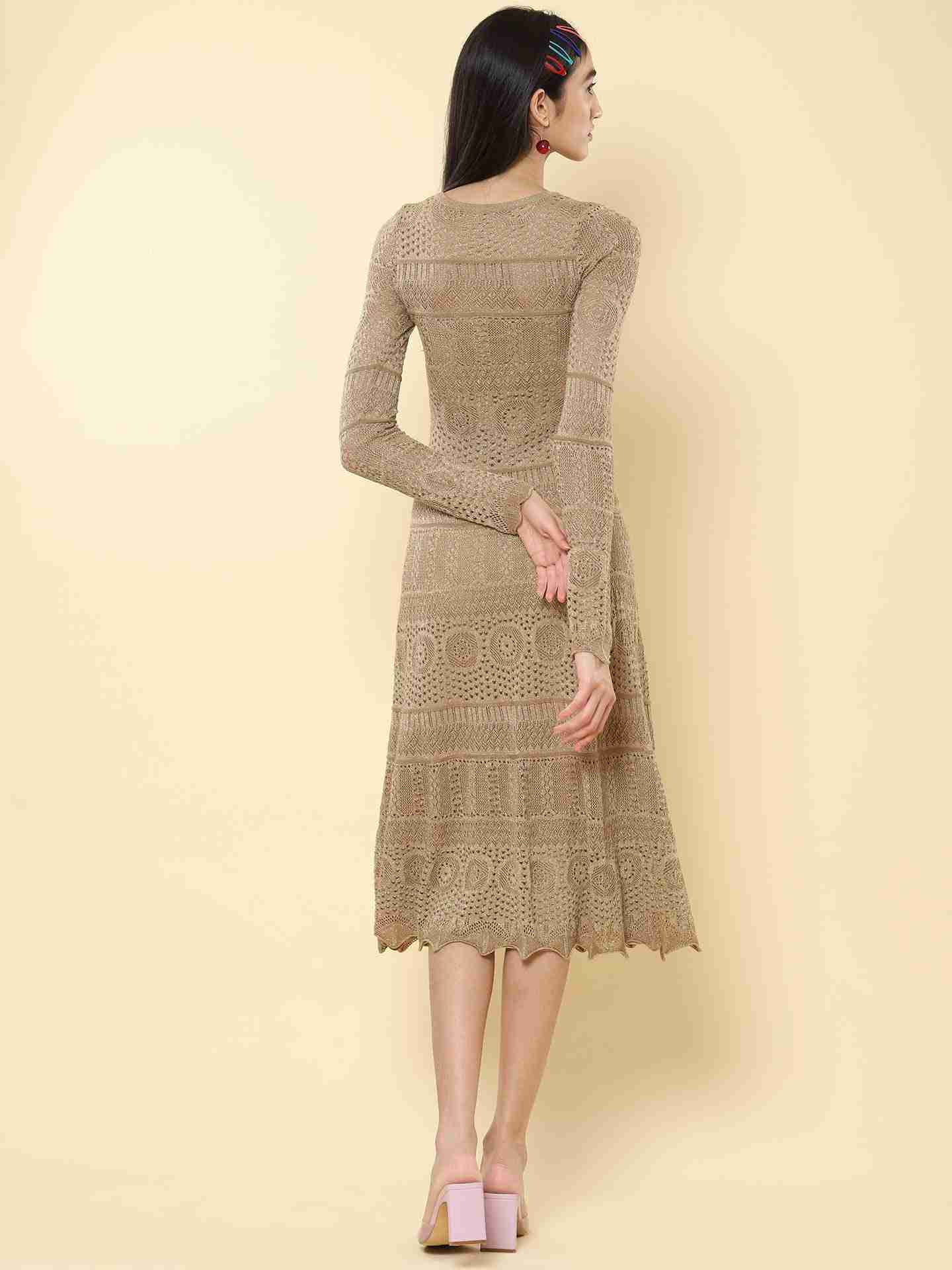 Gold Winter Saga Midi Dress