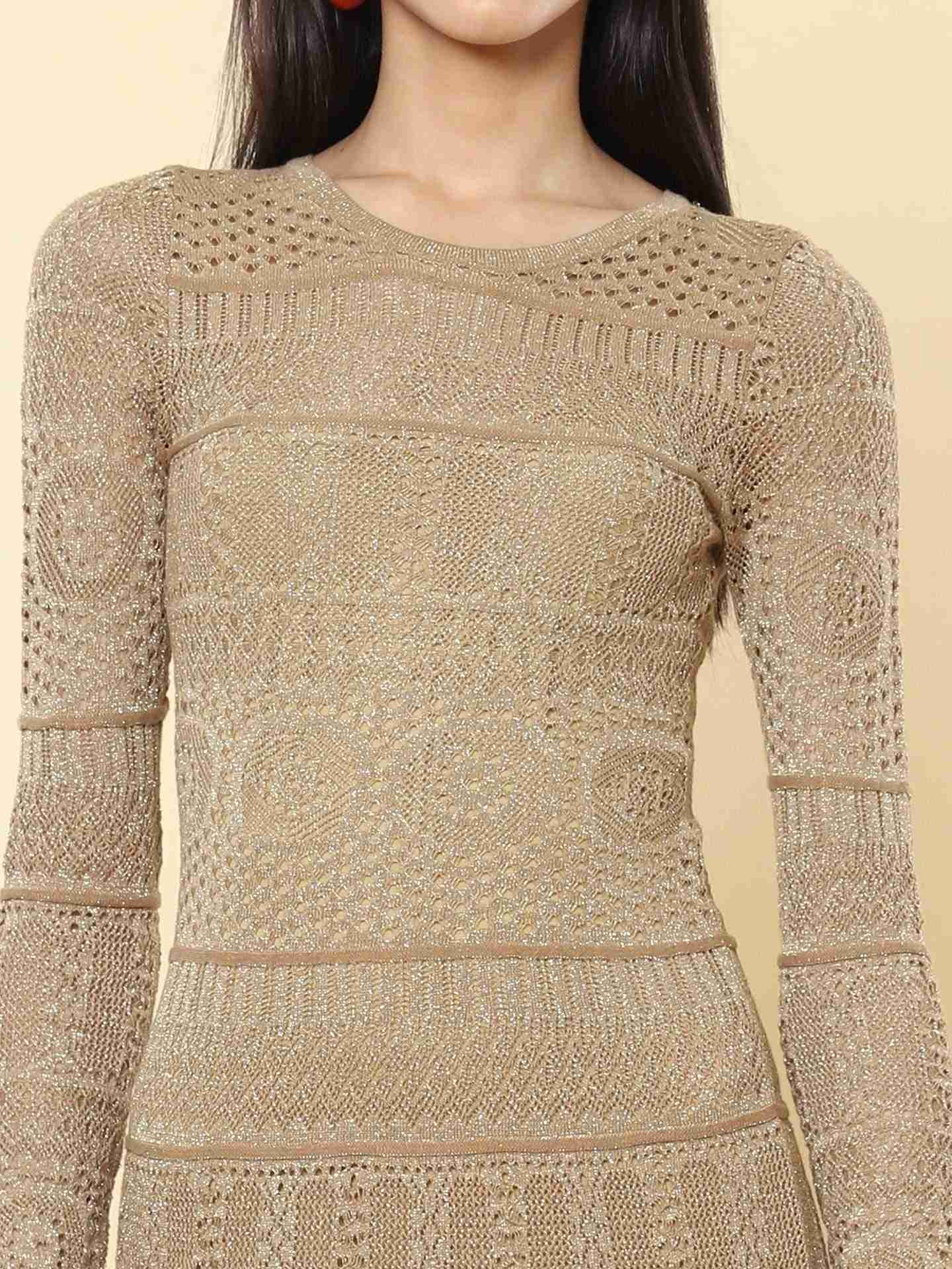 Gold Winter Saga Midi Dress