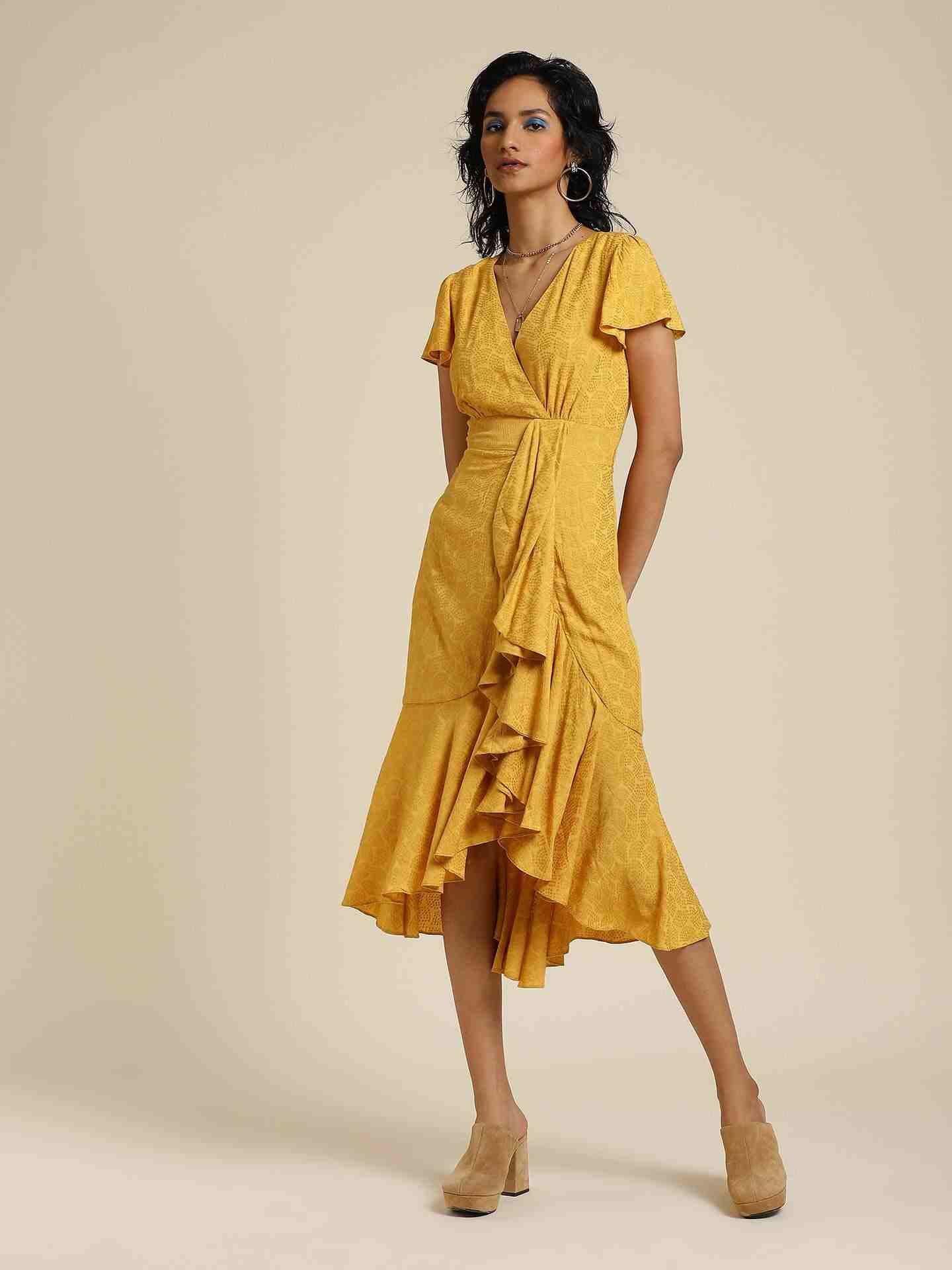 Mustard Zeta Midi Dress