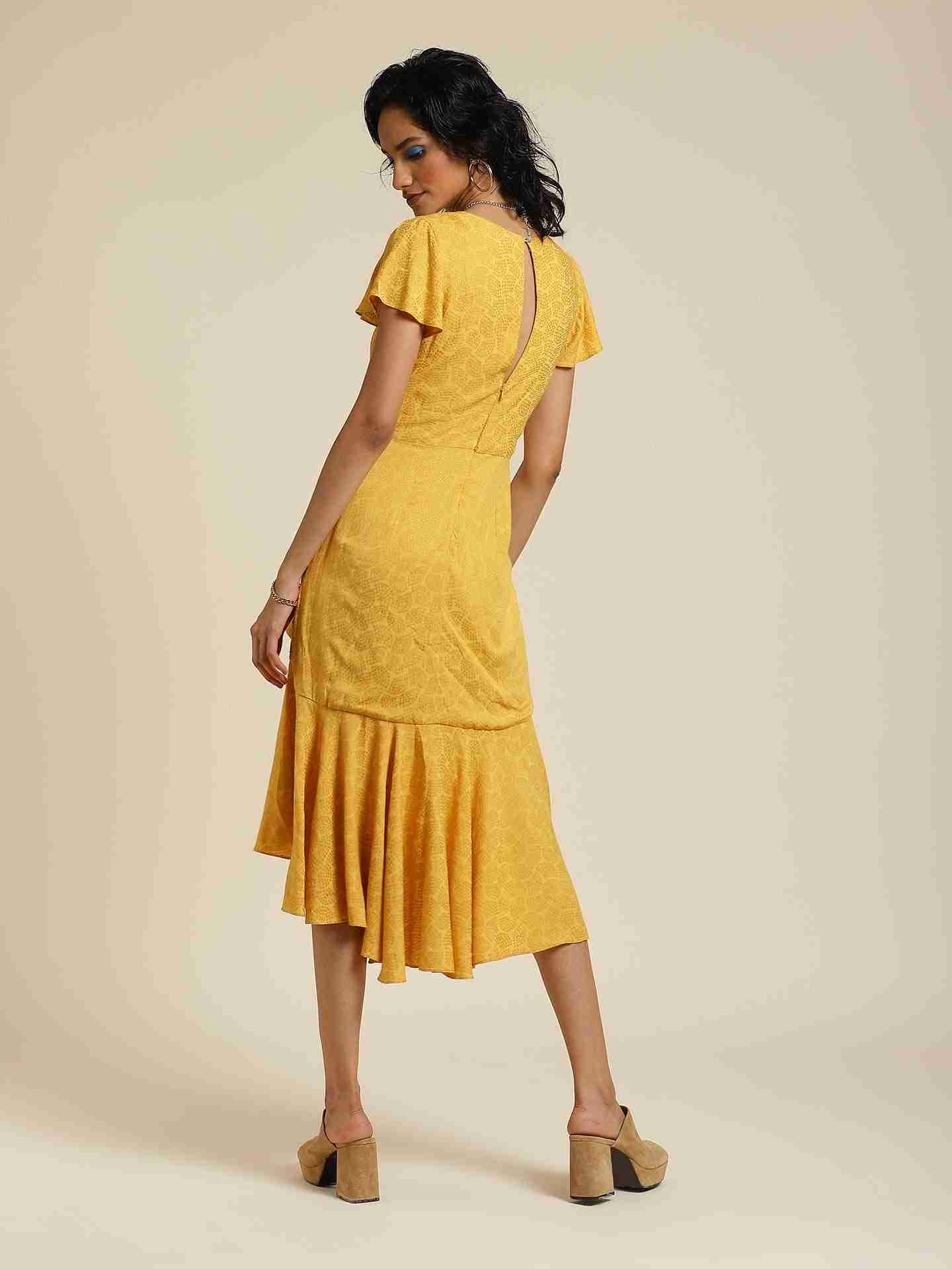 Mustard Zeta Midi Dress