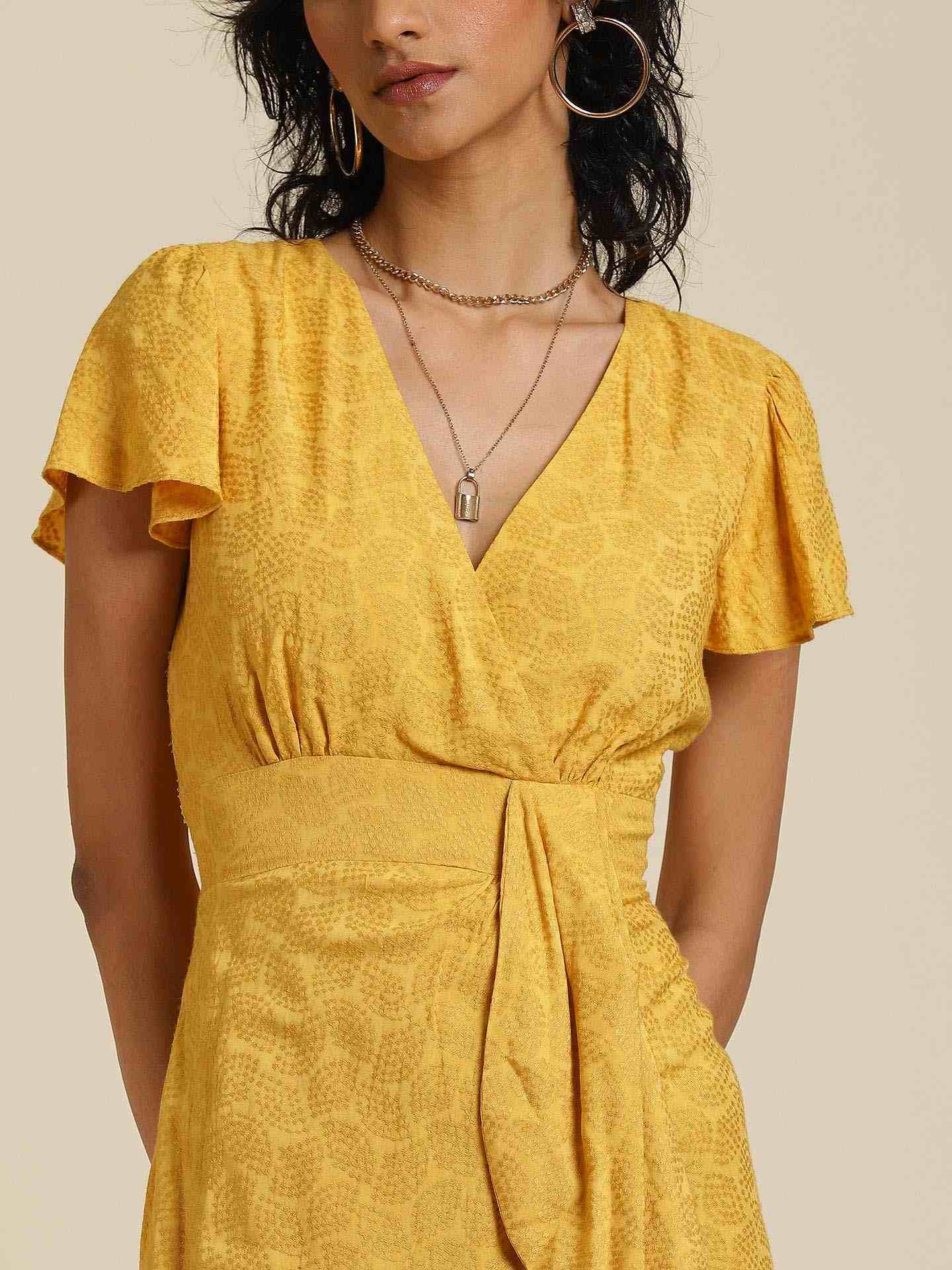 Mustard Zeta Midi Dress