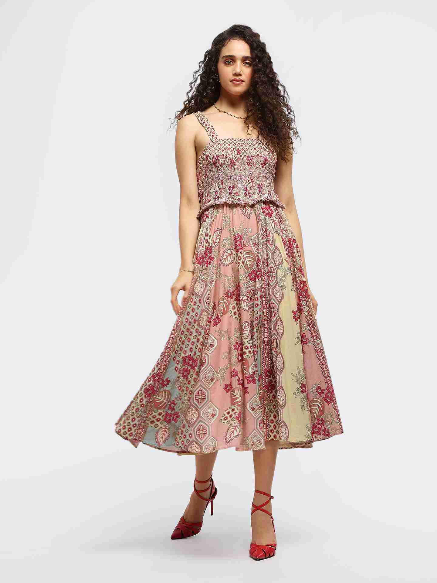 white christmas dresses Rare 1970's Ritu Kumar For Judith Ann Indian Floral Print Cotton Dress –  Xtabay Vintage main image 1