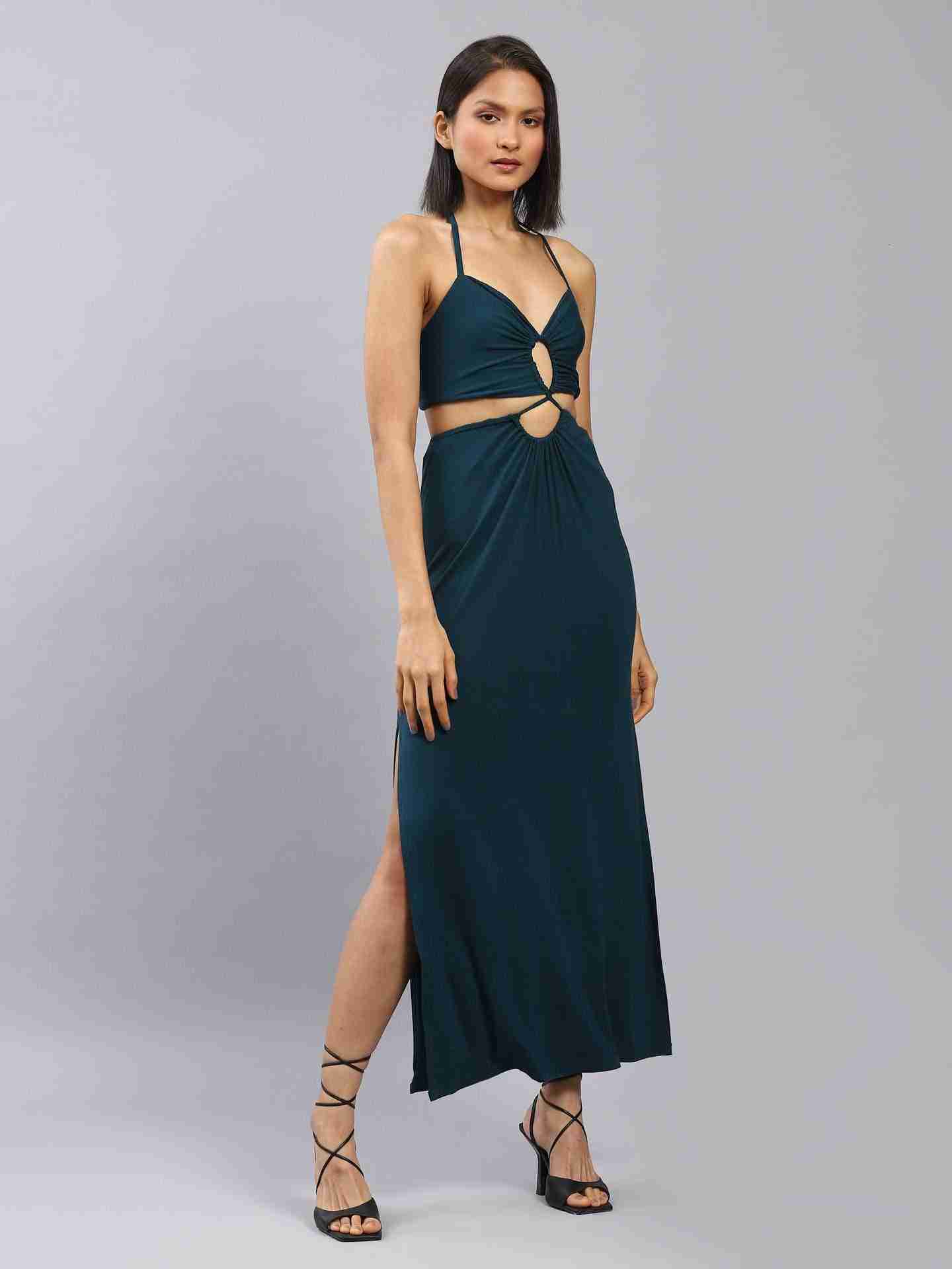 Teal Fashion Flair Bodycon Dress
