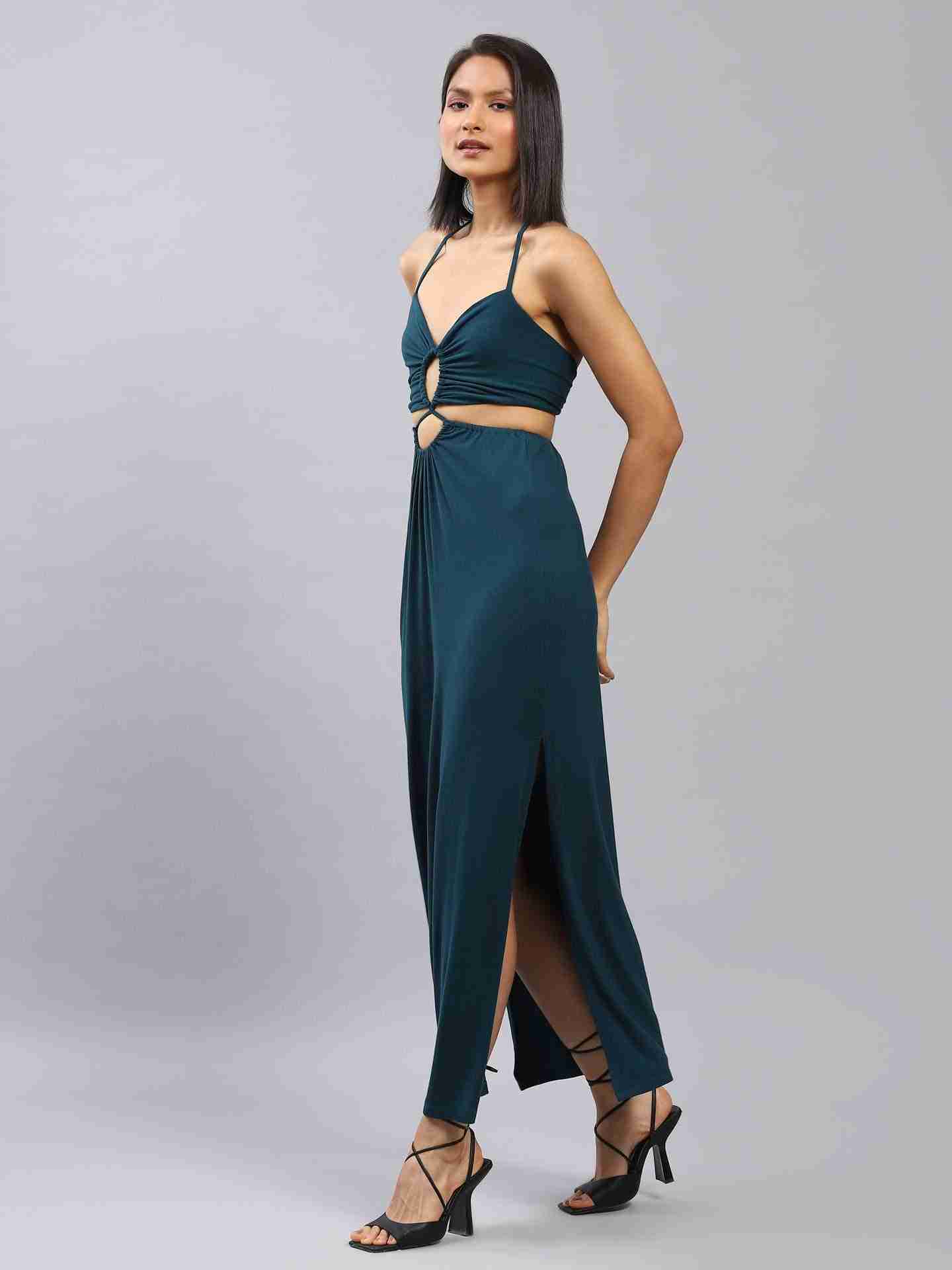 Teal Fashion Flair Bodycon Dress