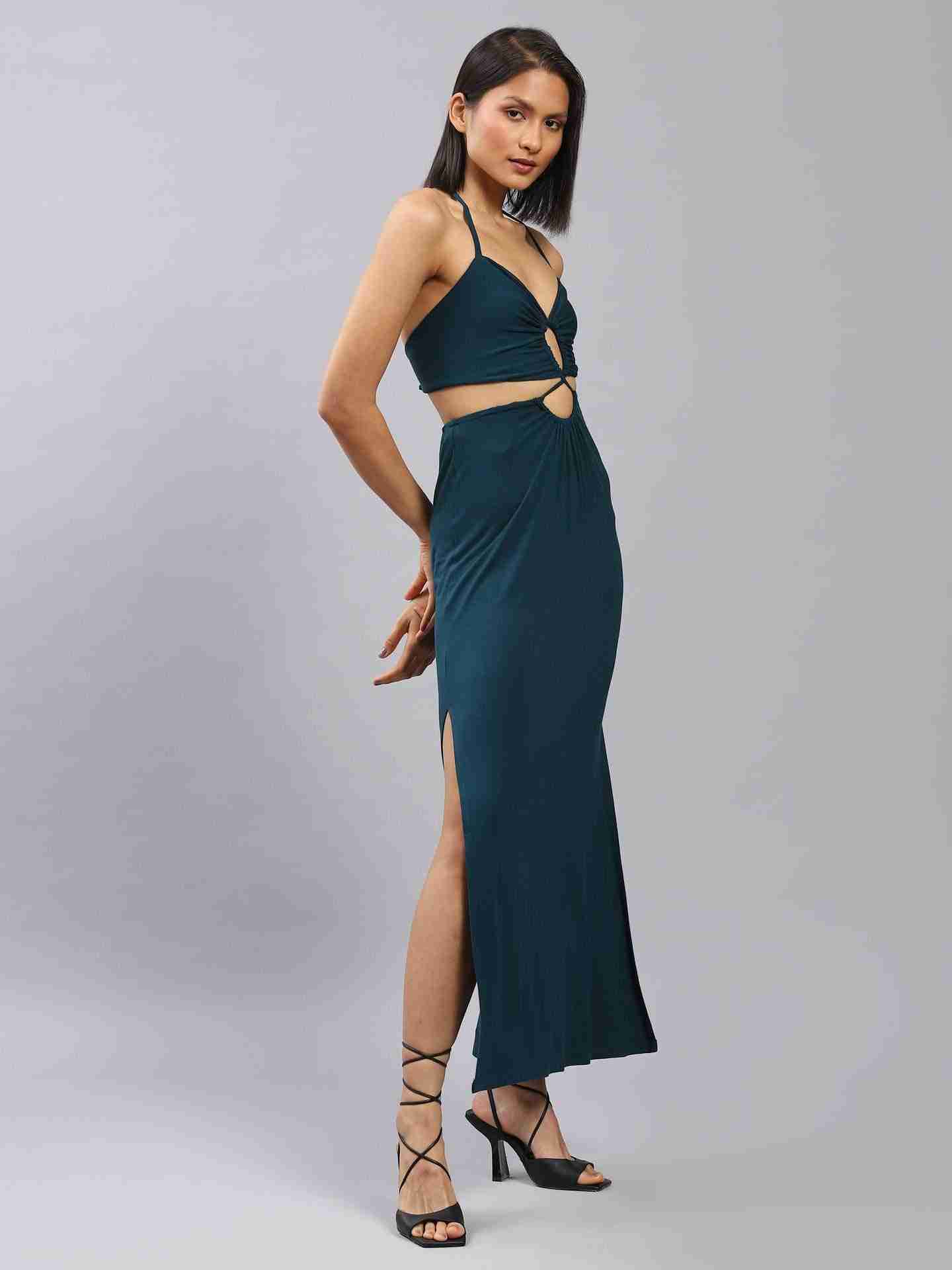 Teal Fashion Flair Bodycon Dress