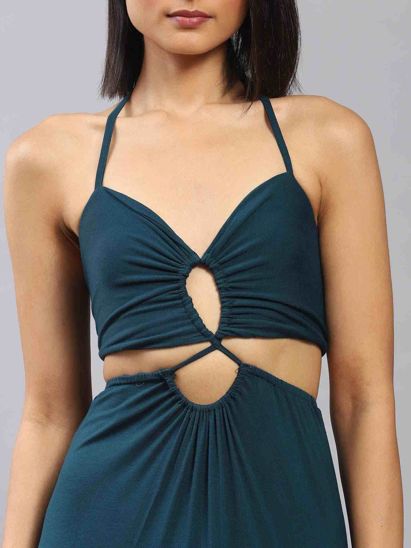 Teal Fashion Flair Bodycon Dress