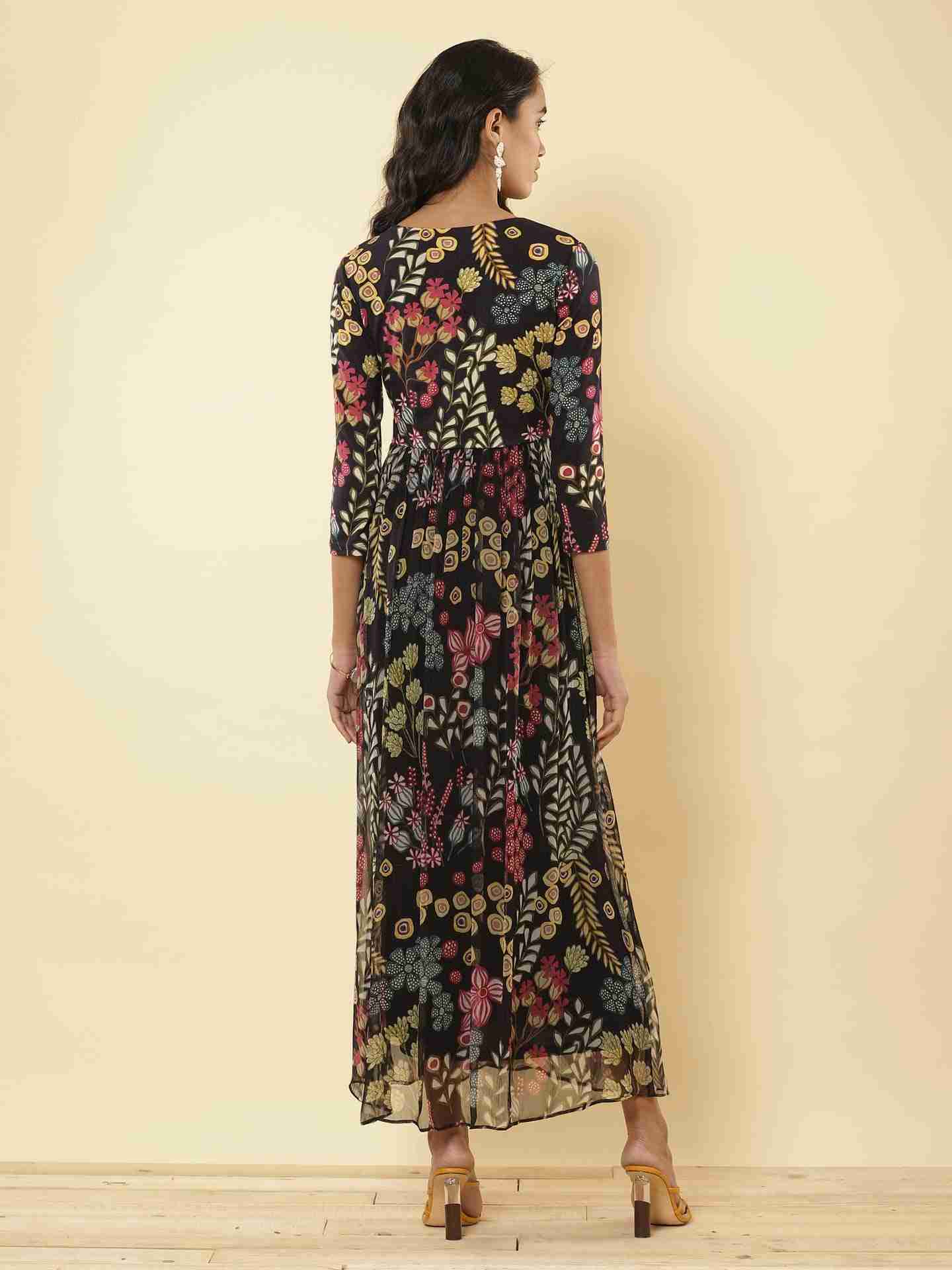 Black Floral Confetti Dress
