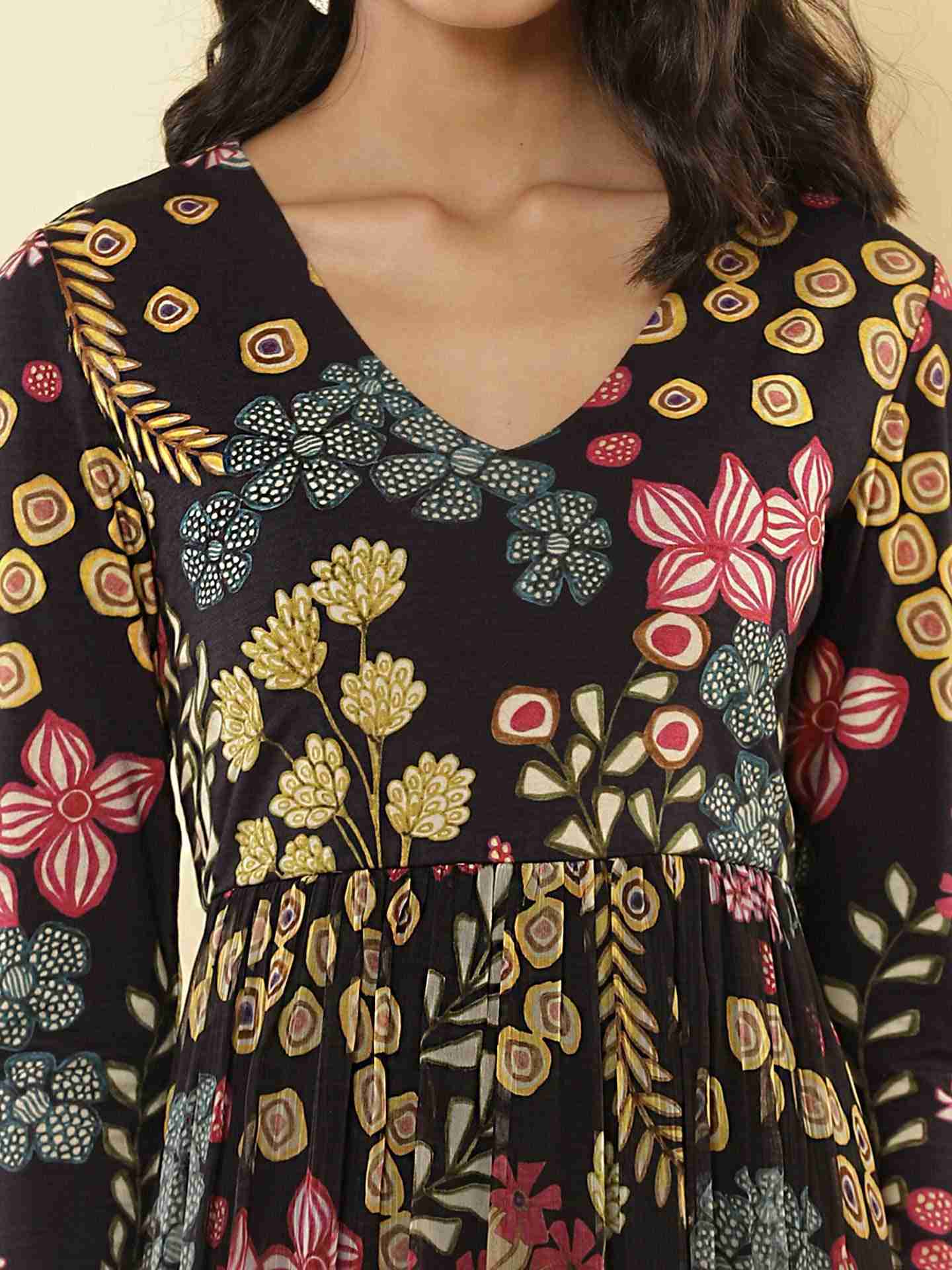 Black Floral Confetti Dress
