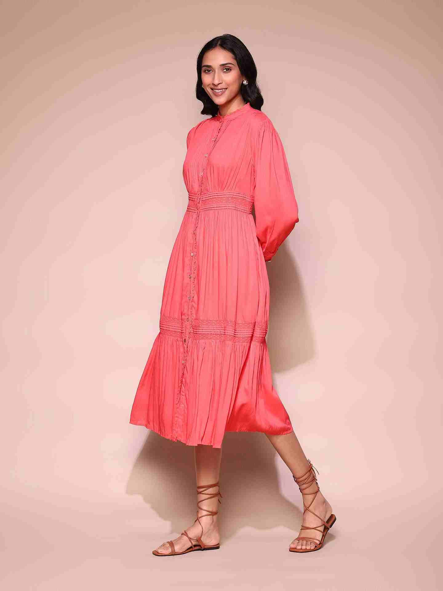 Coral Annalise Midi Dress