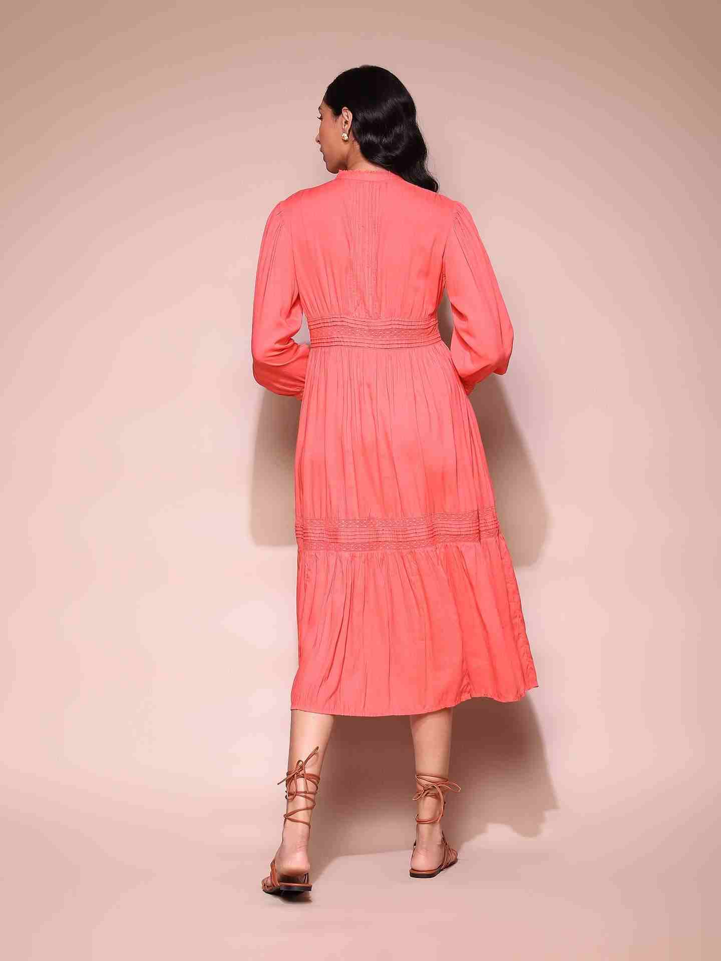 Coral Annalise Midi Dress