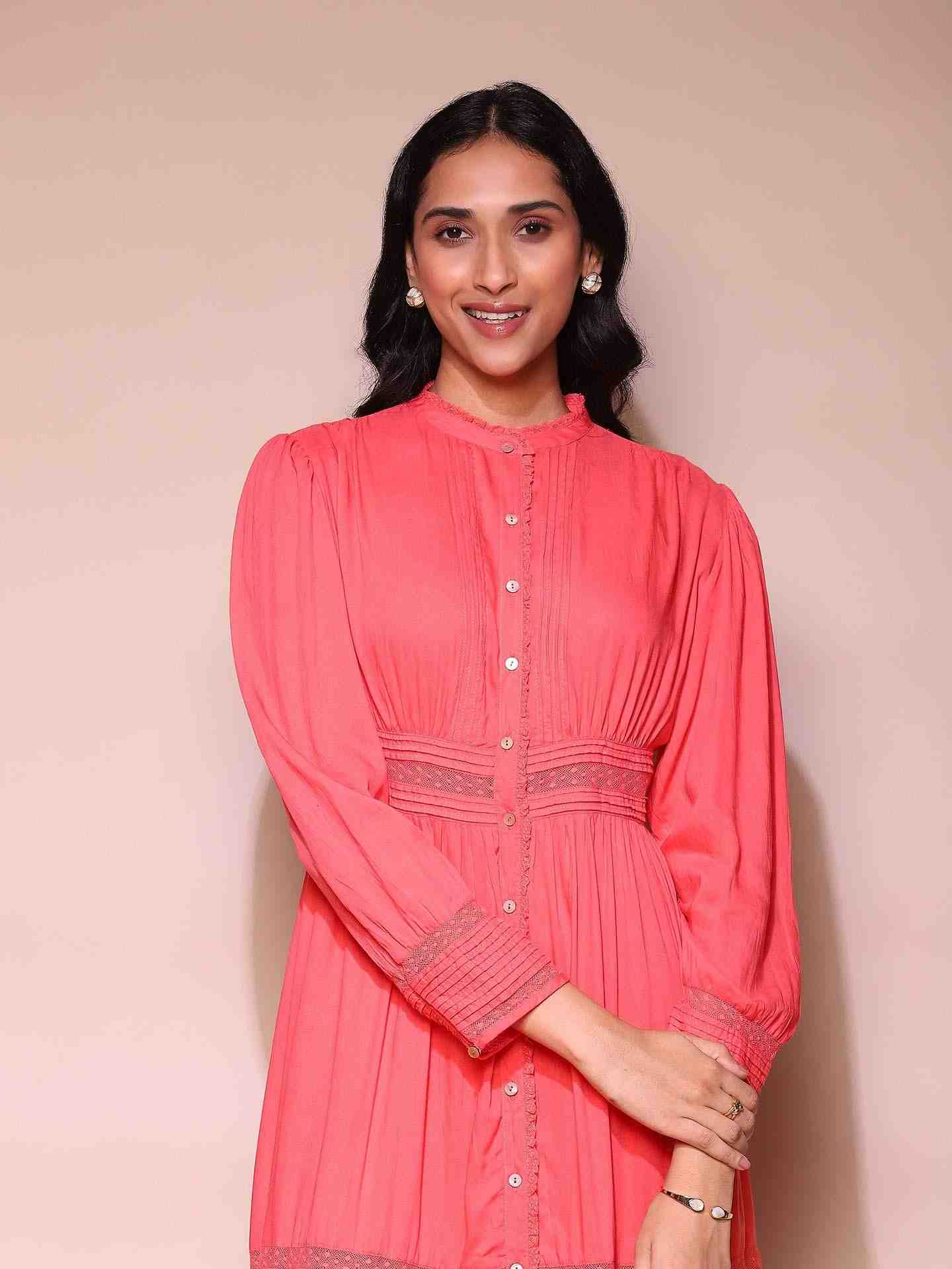 Coral Annalise Midi Dress