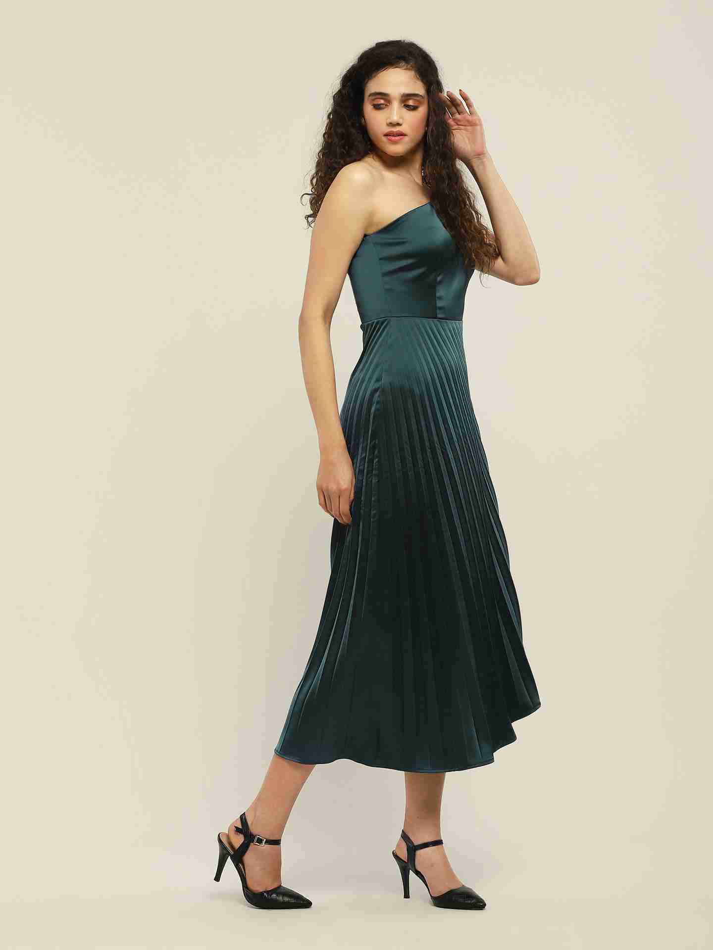 Green Fashion Flair Long Dress