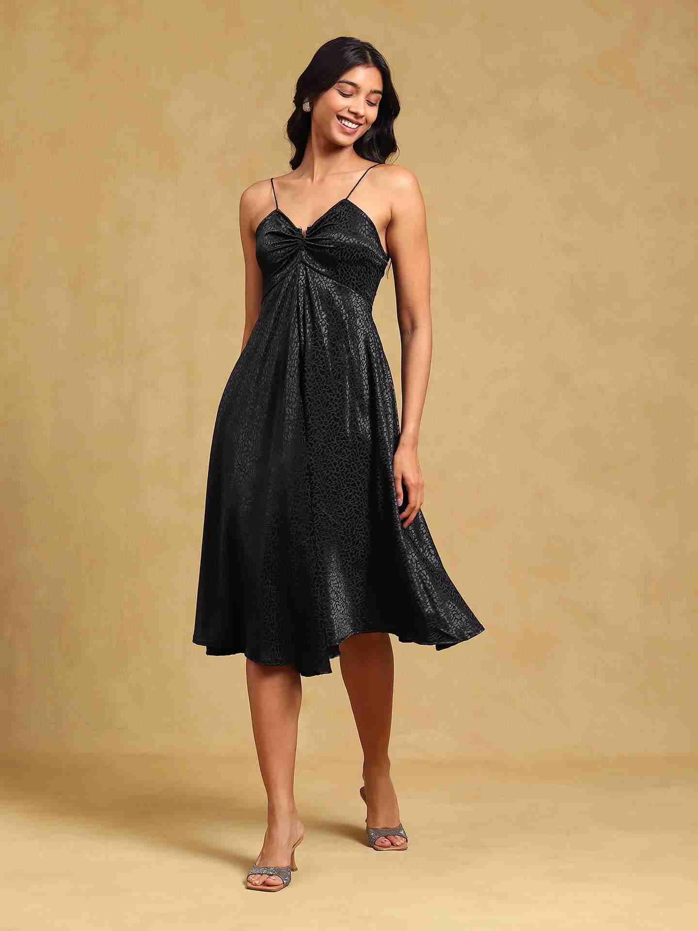 Black Strappy Solid Dress