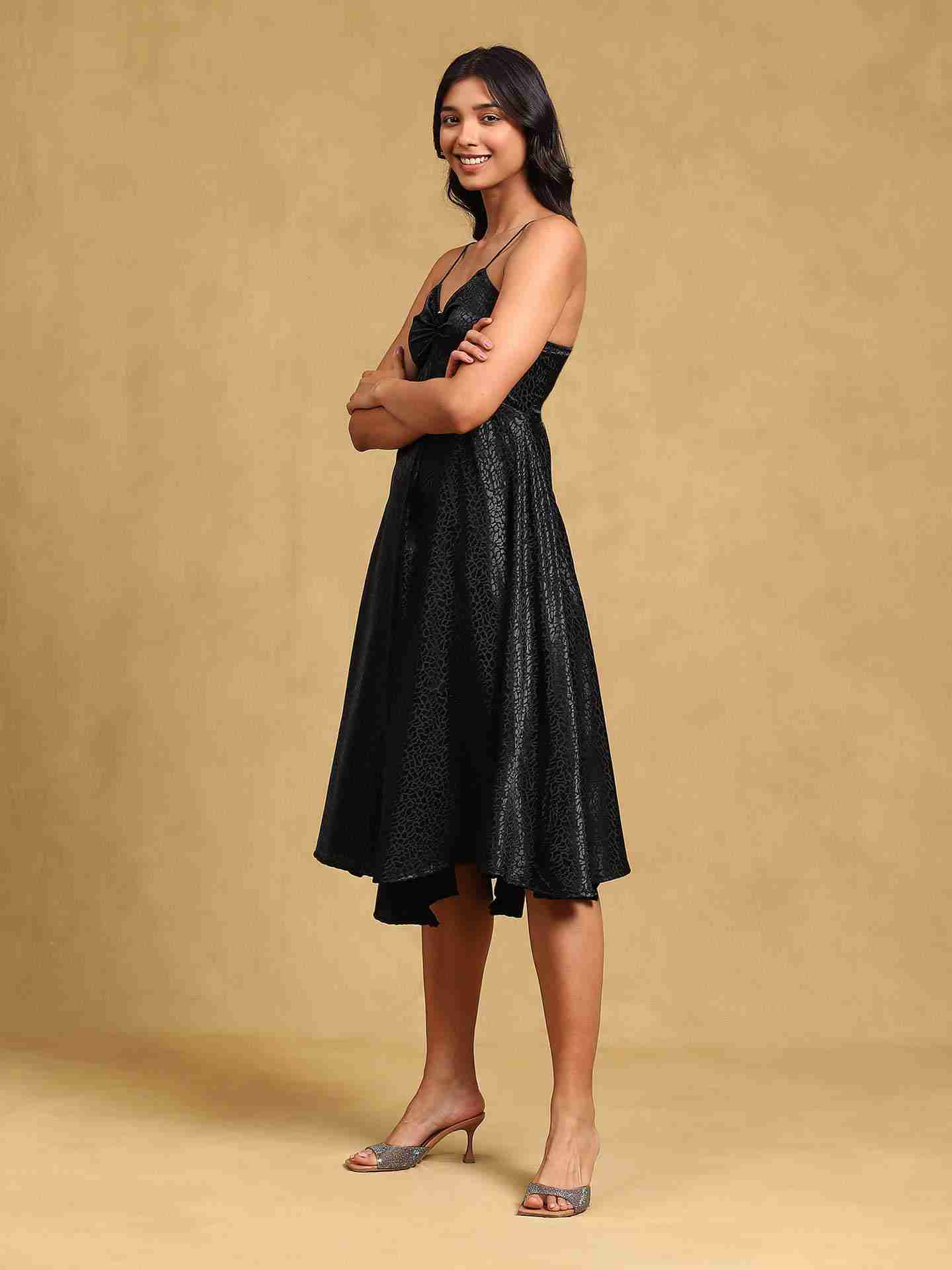 Black Strappy Solid Dress