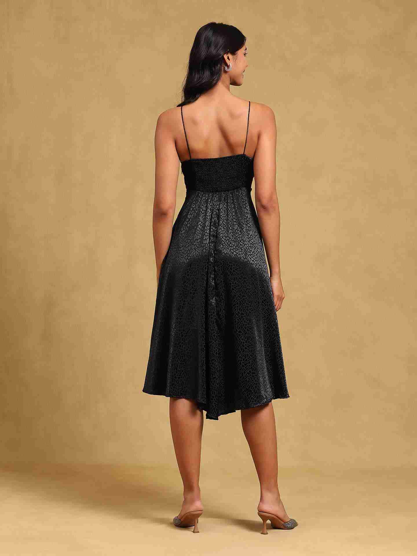 Black Strappy Solid Dress