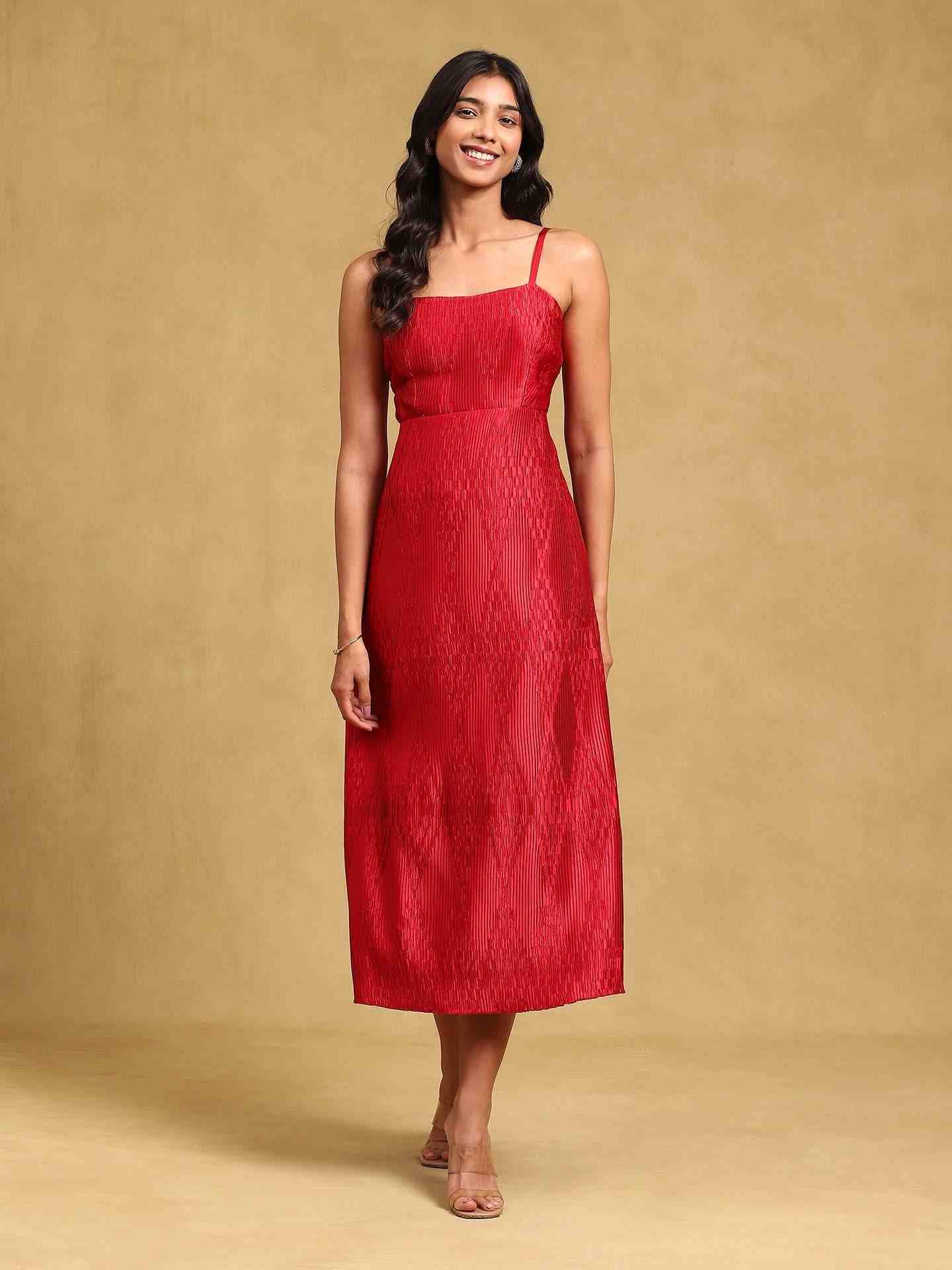 Red Zimena Midi Dress