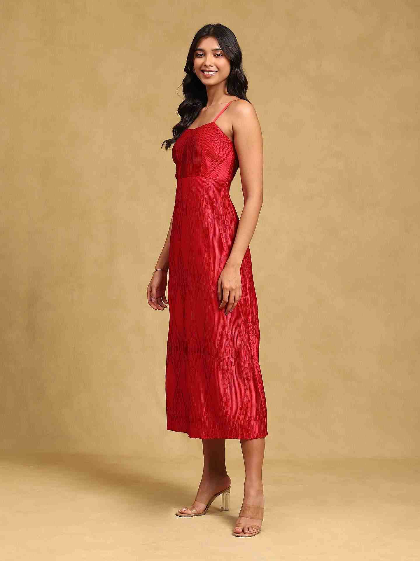 Red Zimena Midi Dress