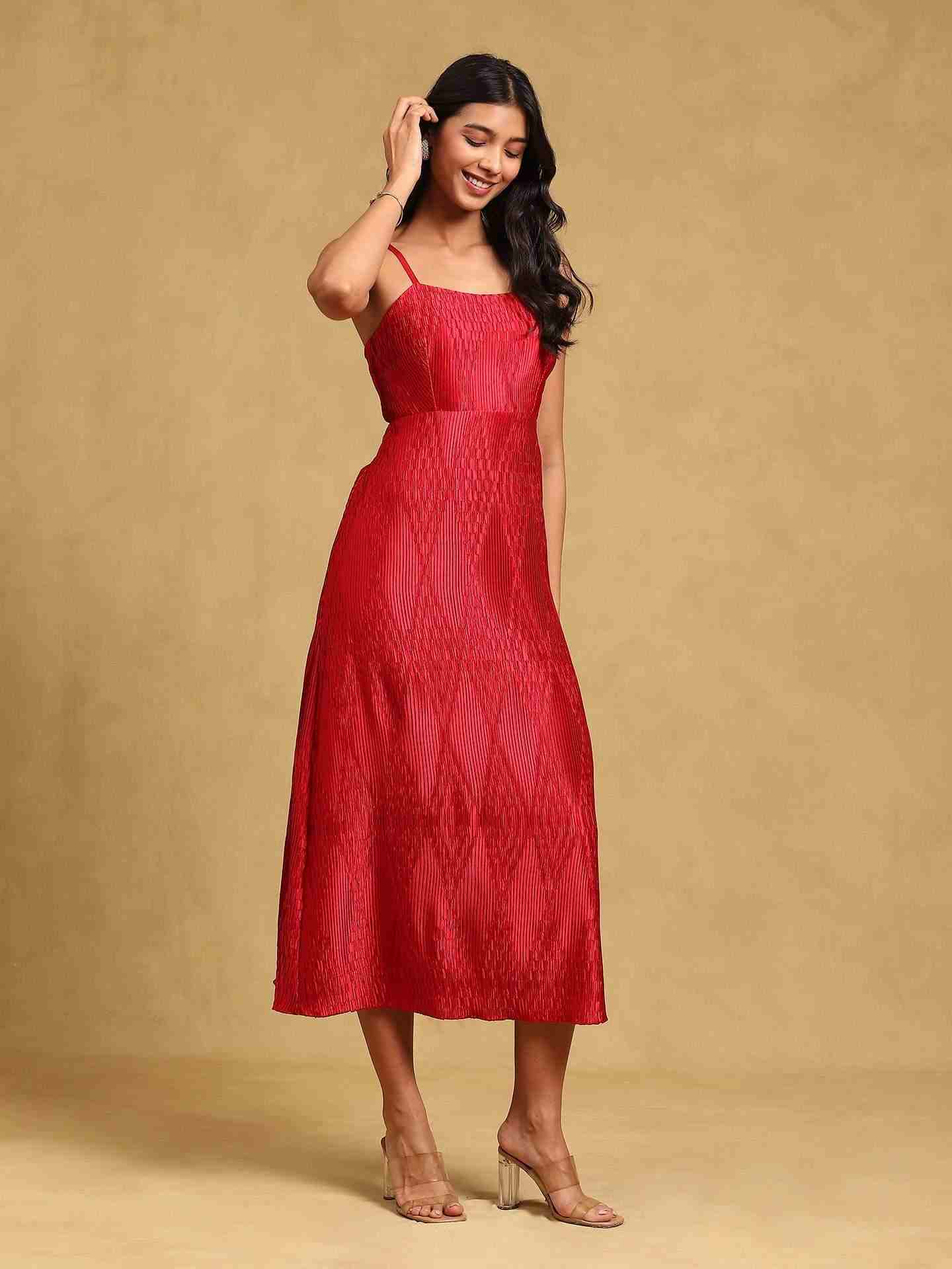 Red Zimena Midi Dress