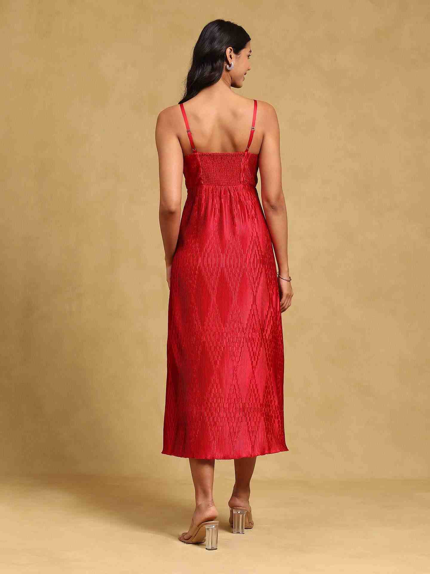 Red Zimena Midi Dress