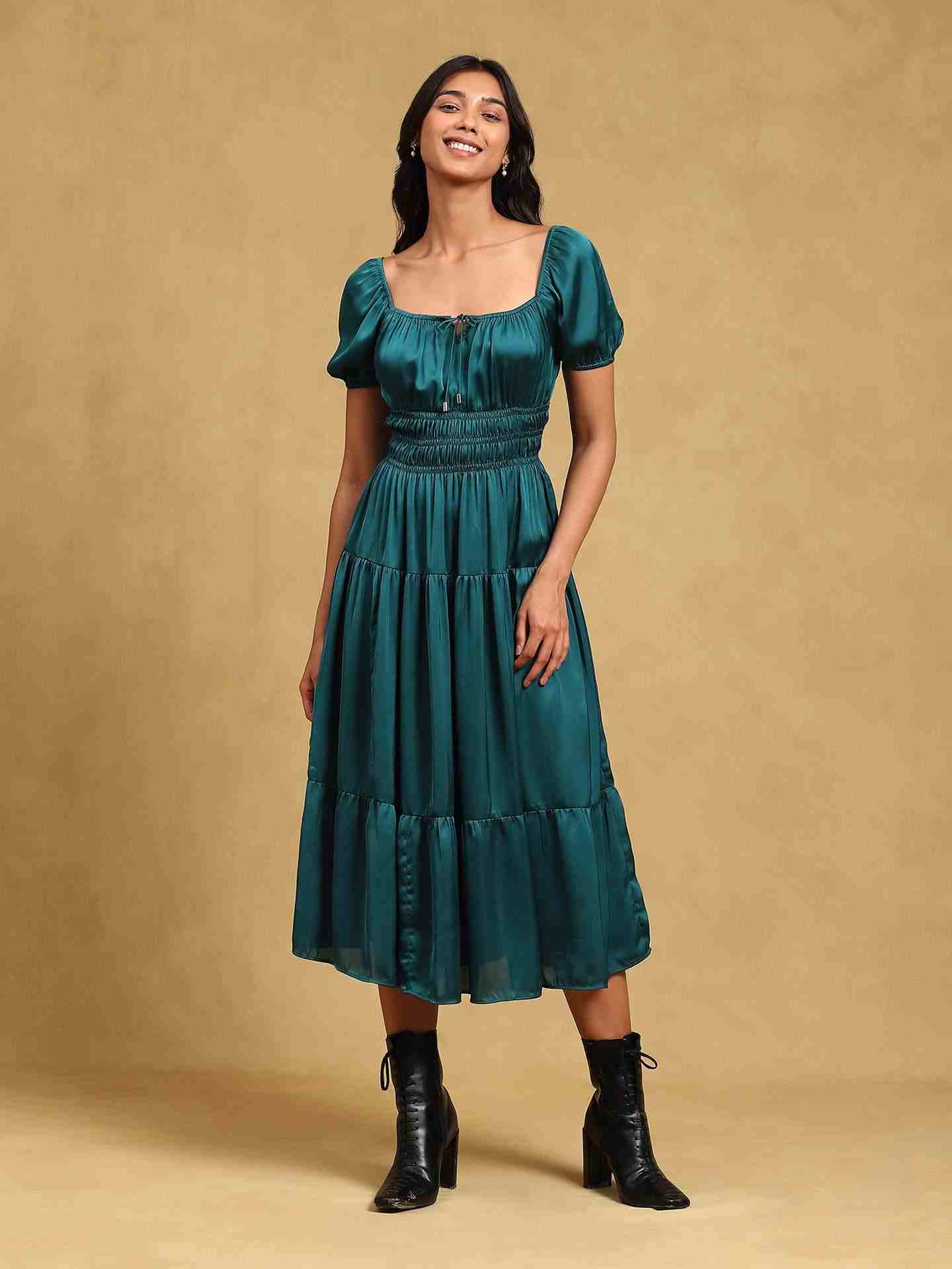 Teal Aimiee Midi Dress