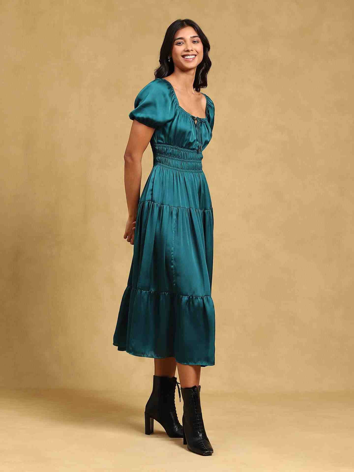 Teal Aimiee Midi Dress