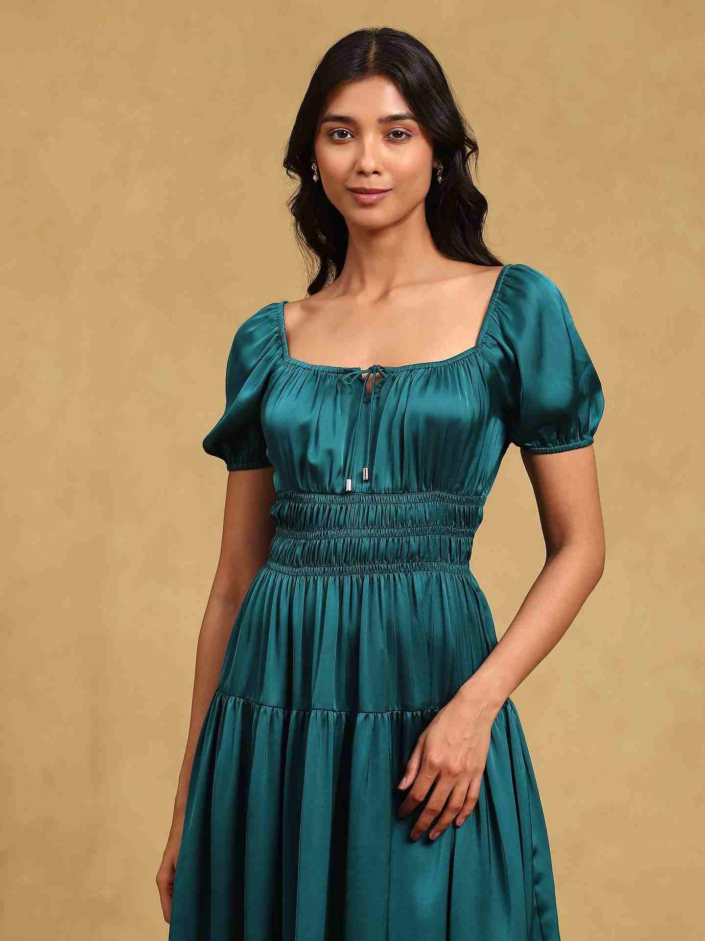 Teal Aimiee Midi Dress