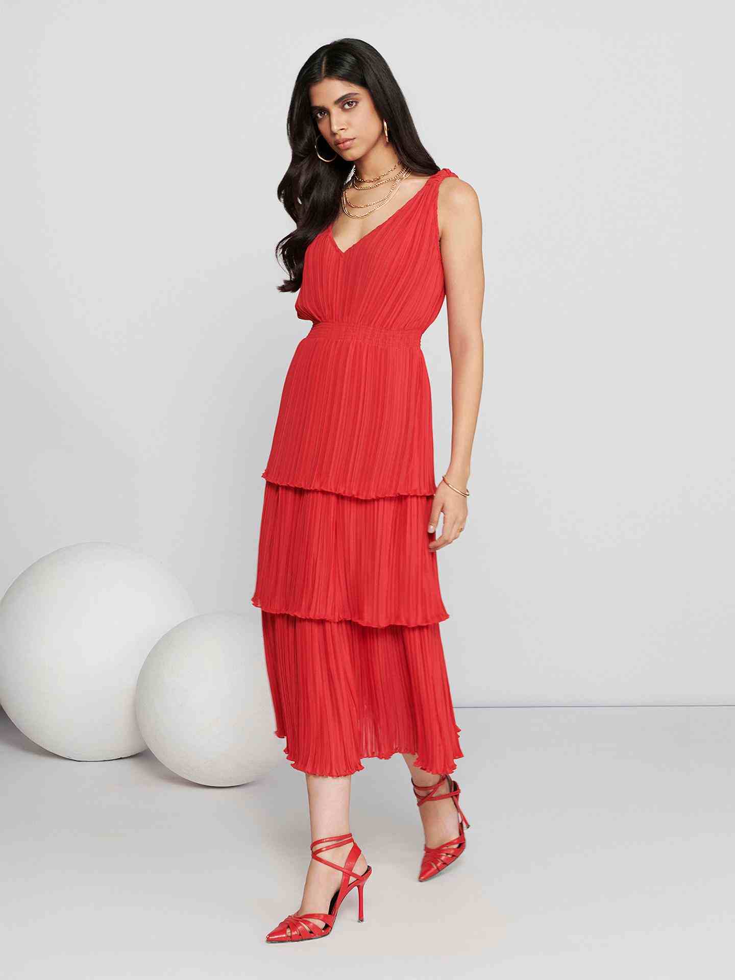 Red Fashion Flair Long Dress