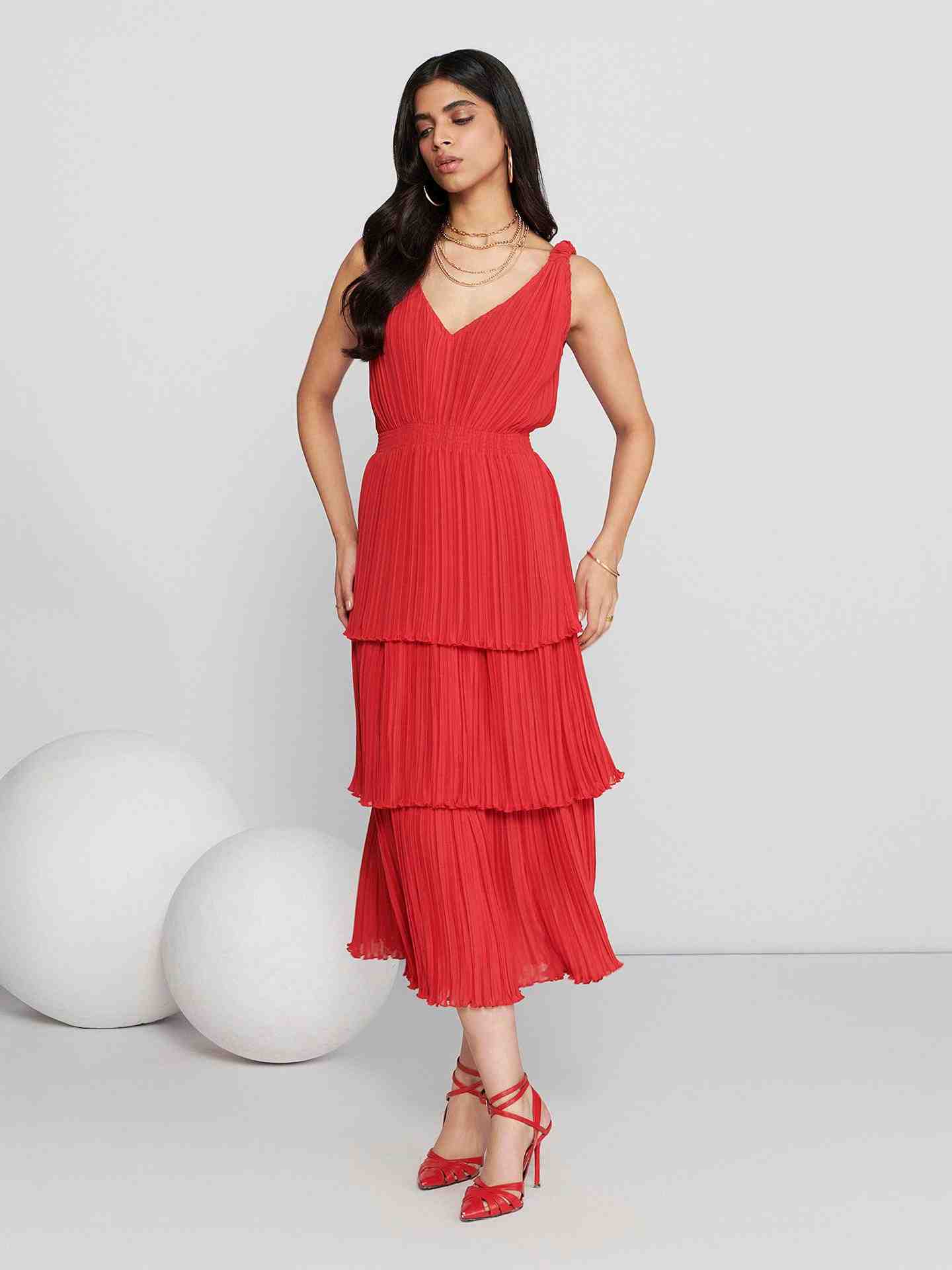 Red Fashion Flair Long Dress
