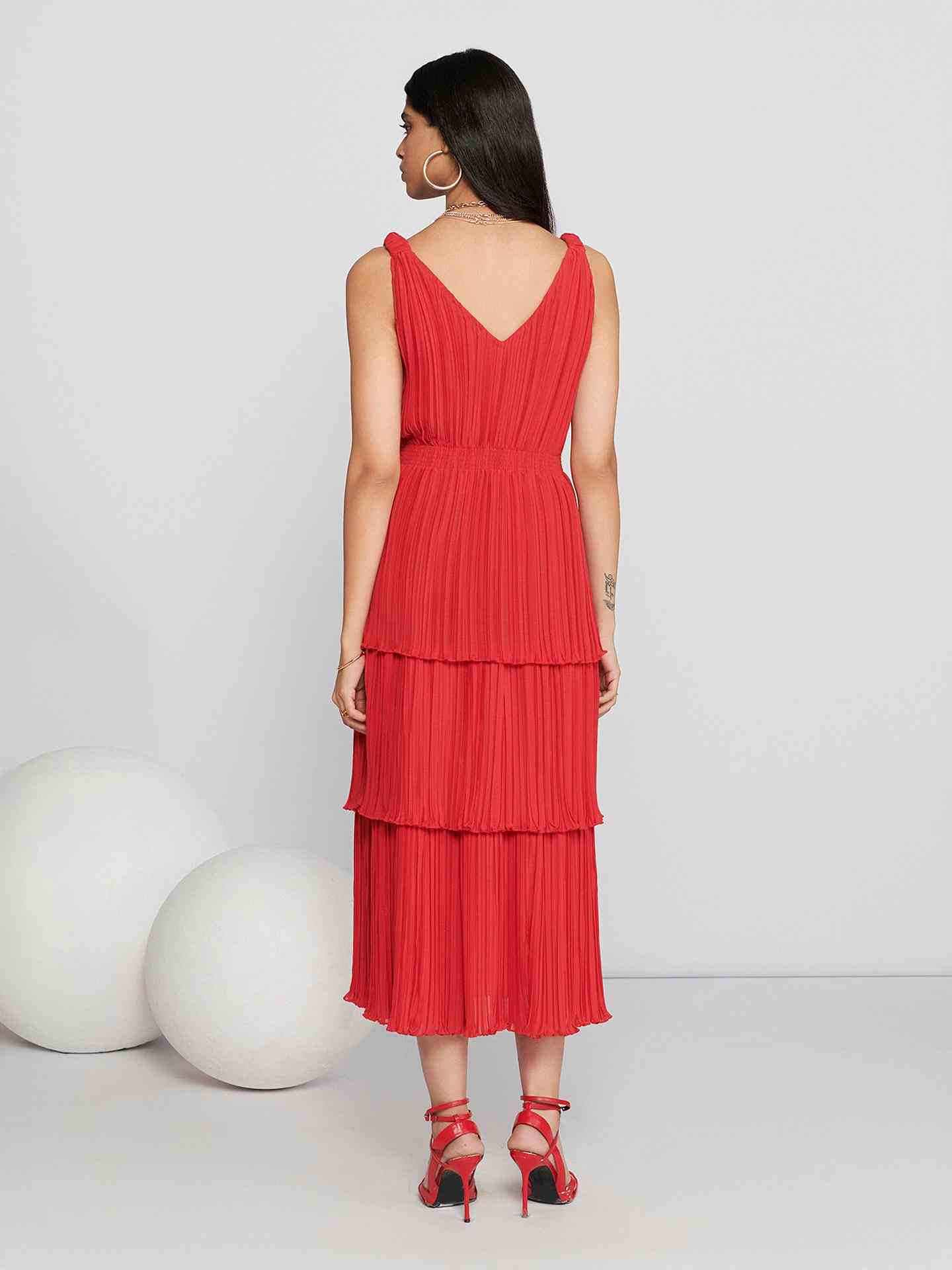 Red Fashion Flair Long Dress