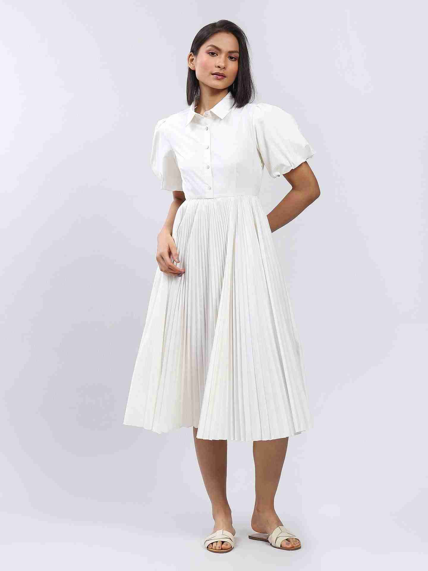 White  Leisure Basics Shirt Dress