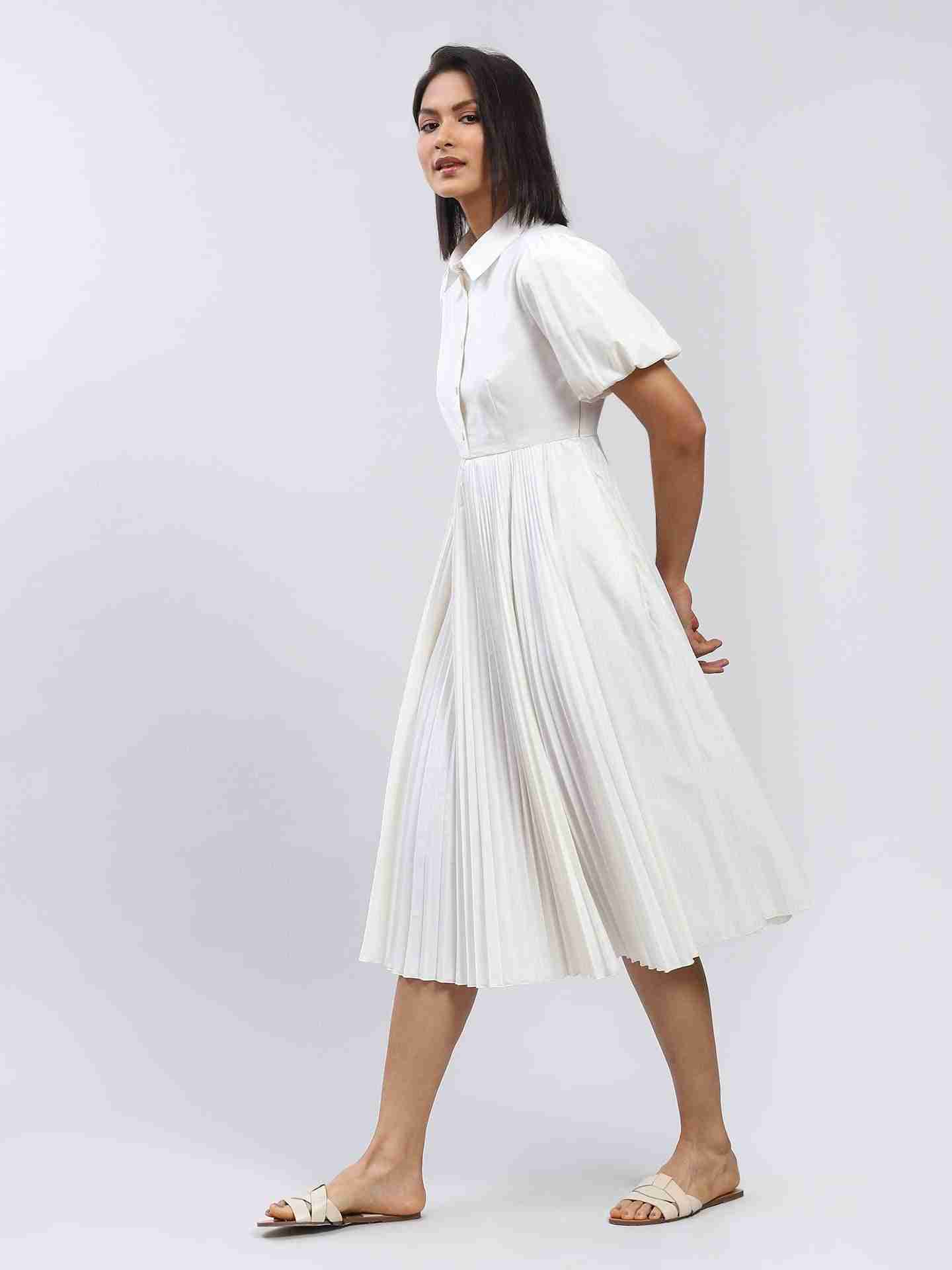 White  Leisure Basics Shirt Dress