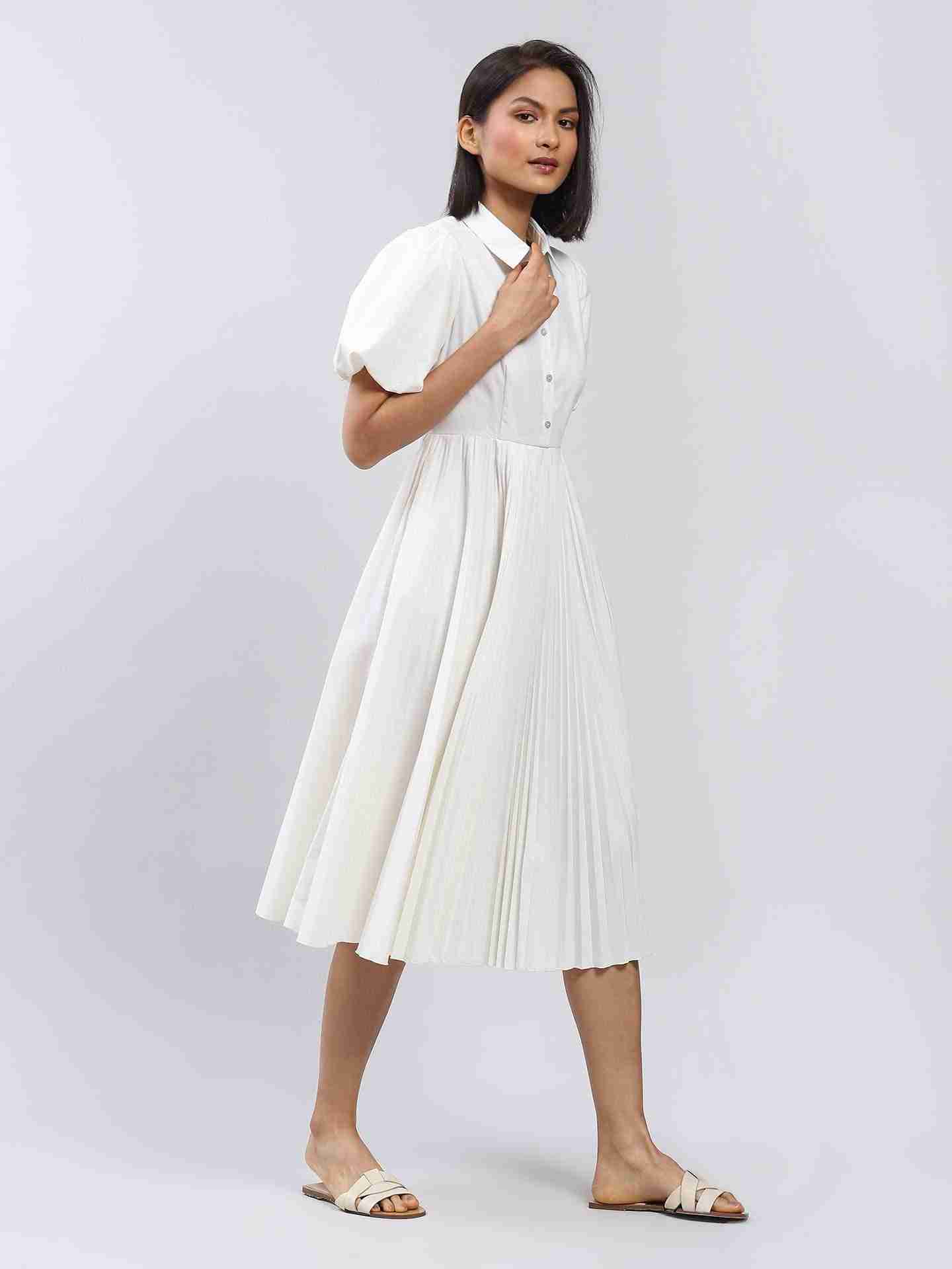 White  Leisure Basics Shirt Dress