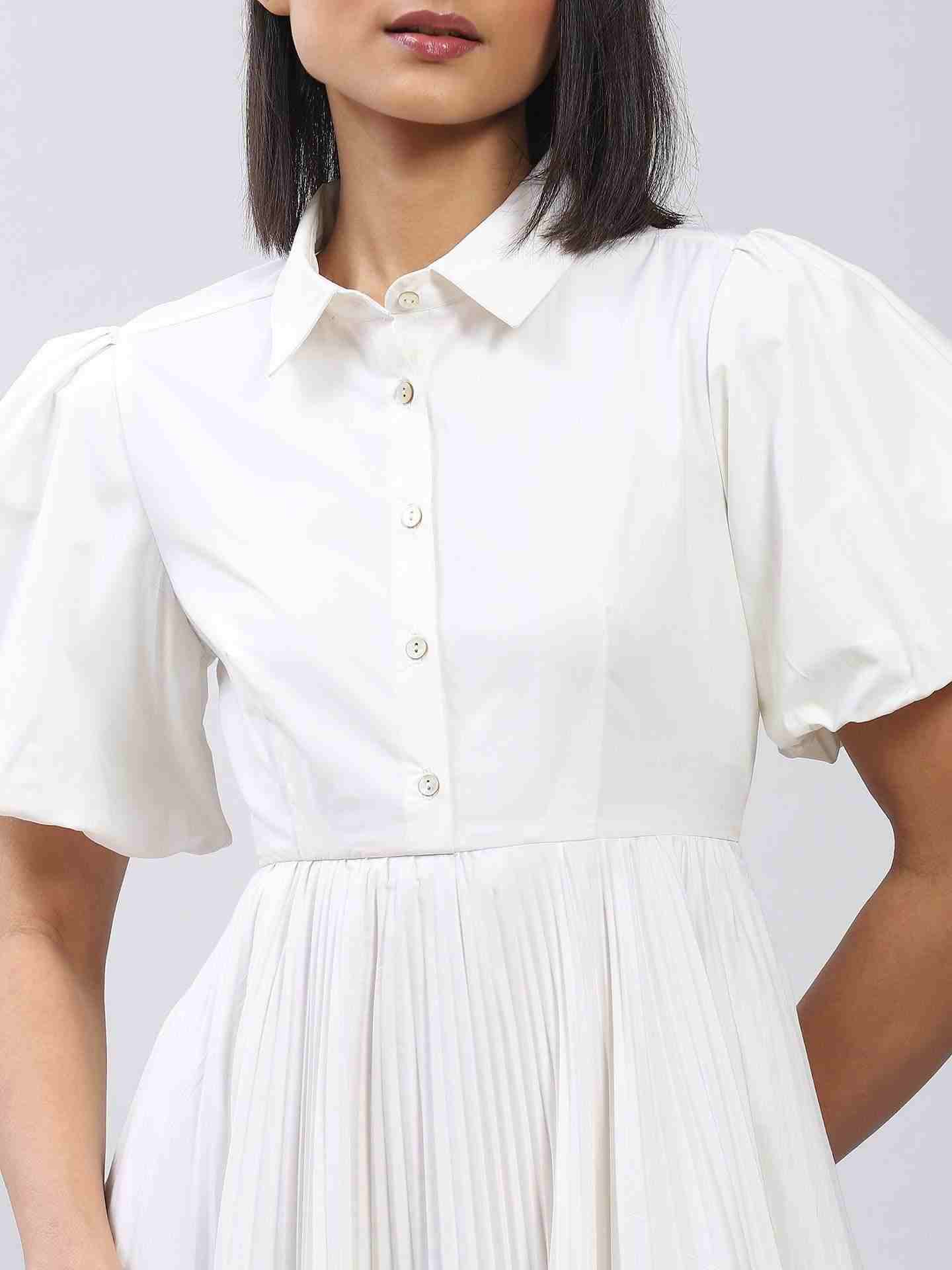 White  Leisure Basics Shirt Dress