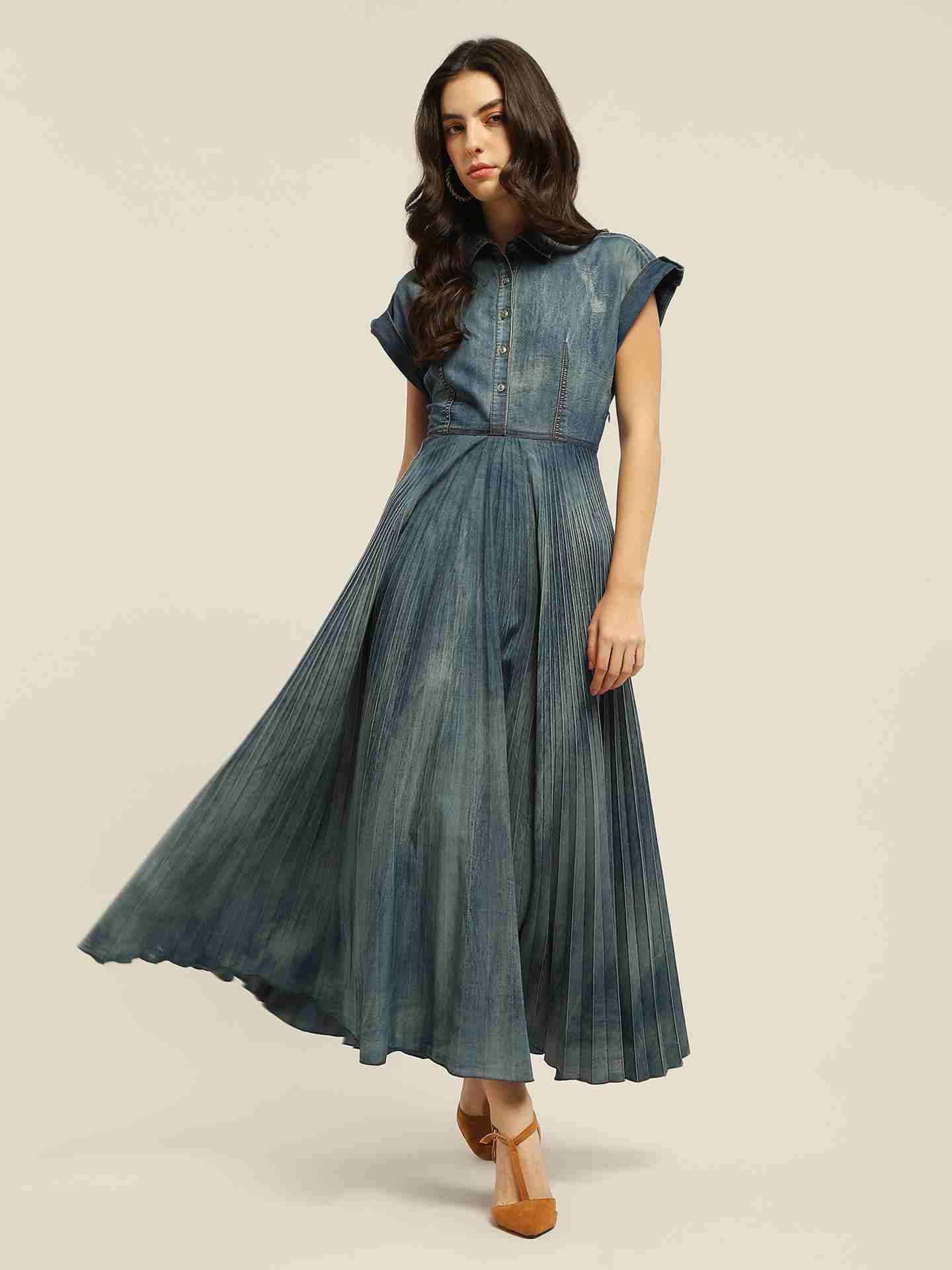 Blue Jolene Denim Long Dress