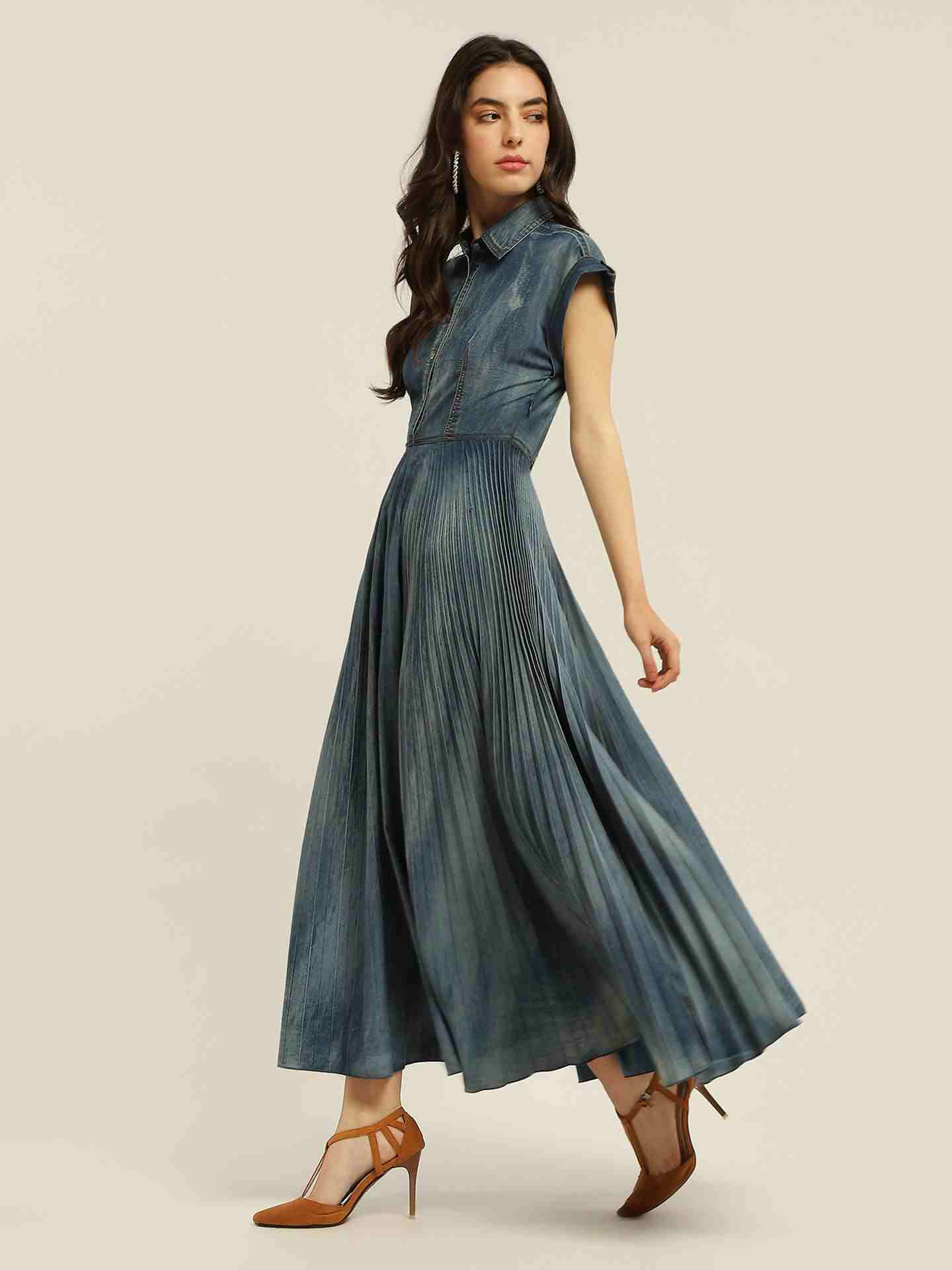 Blue Jolene Denim Long Dress