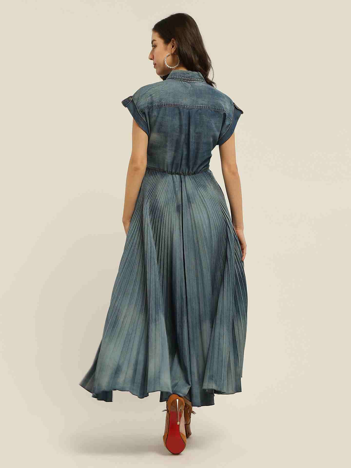 Blue Jolene Denim Long Dress