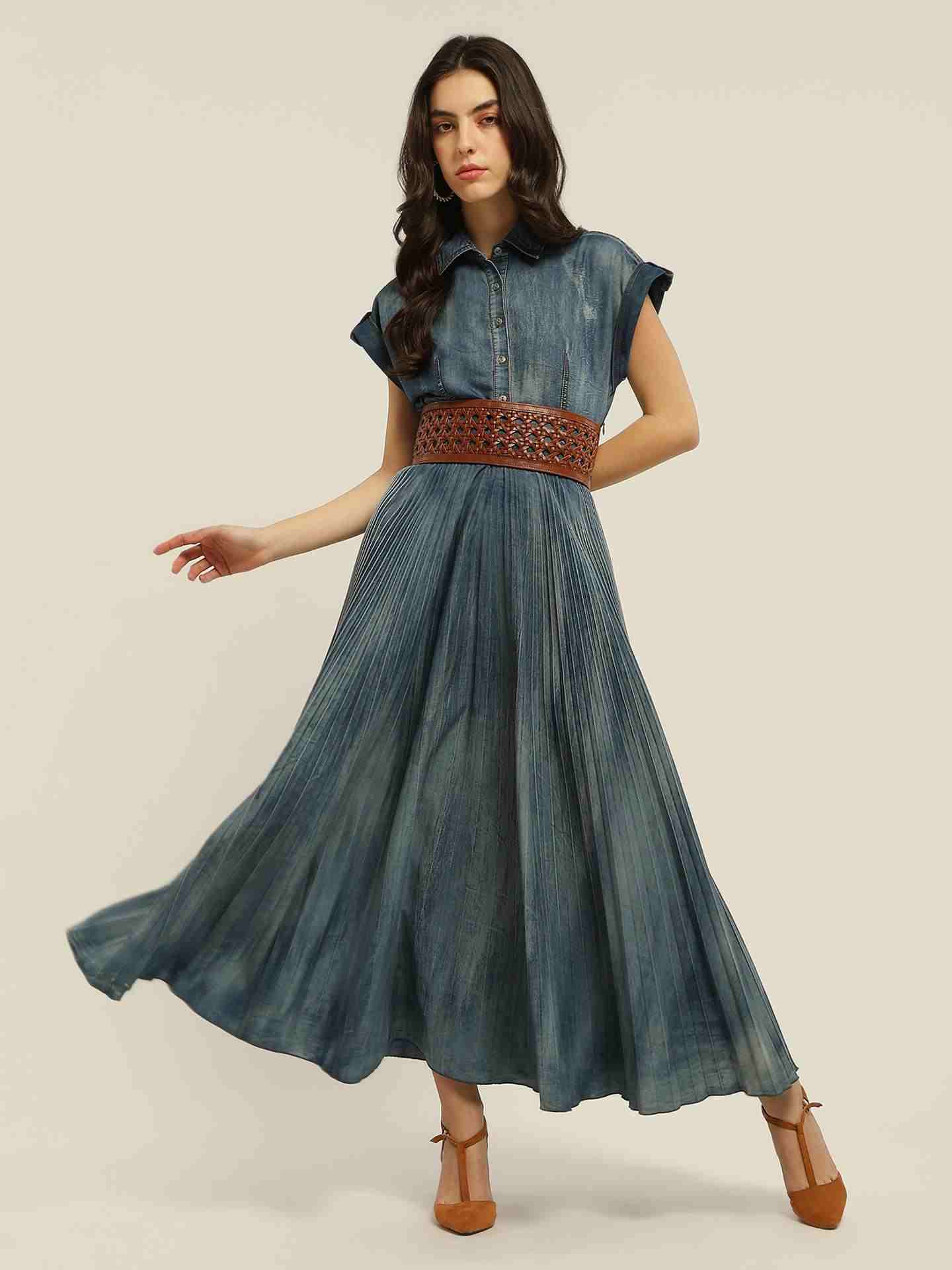 Blue Jolene Denim Long Dress
