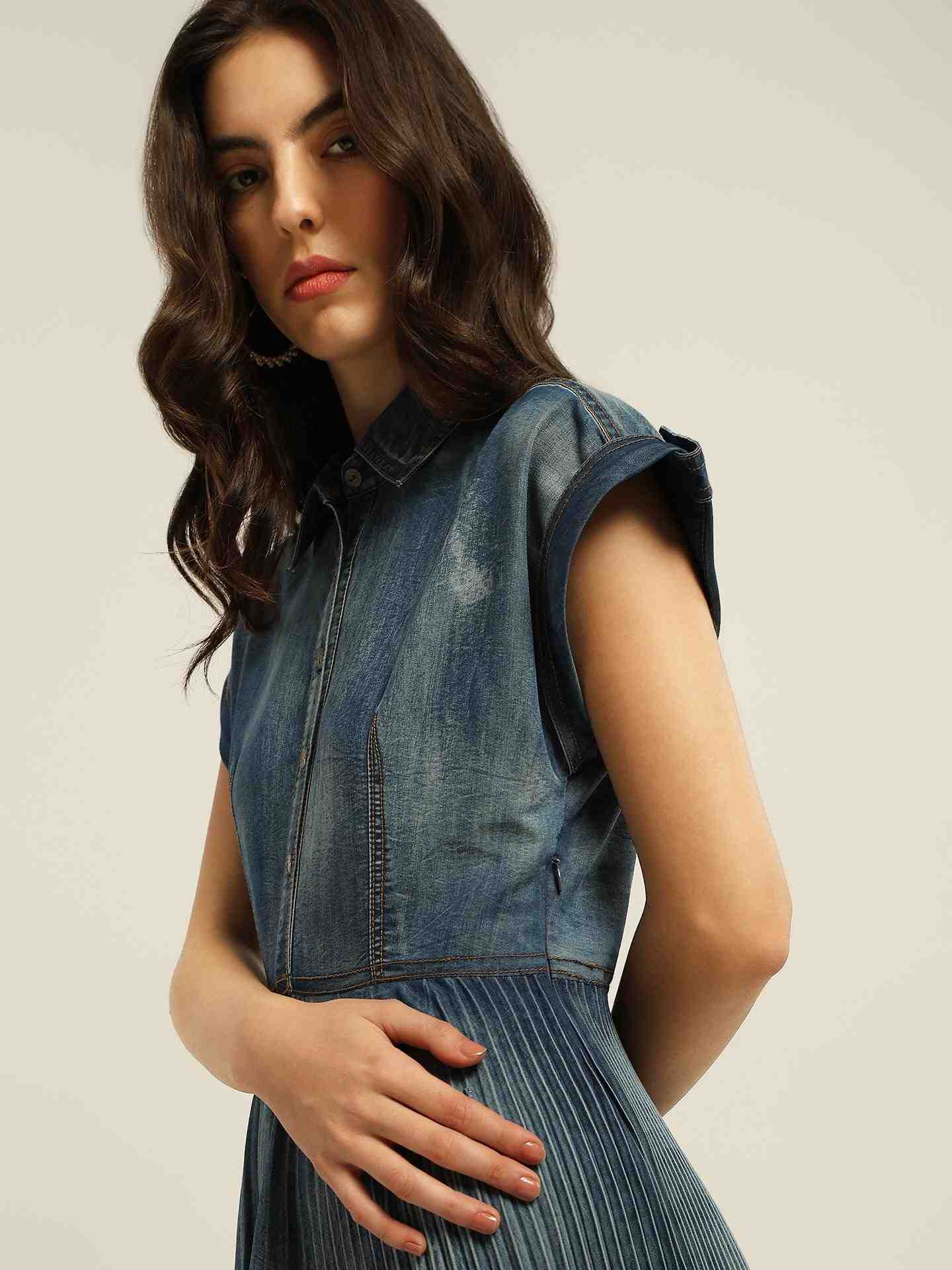 Blue Jolene Denim Long Dress