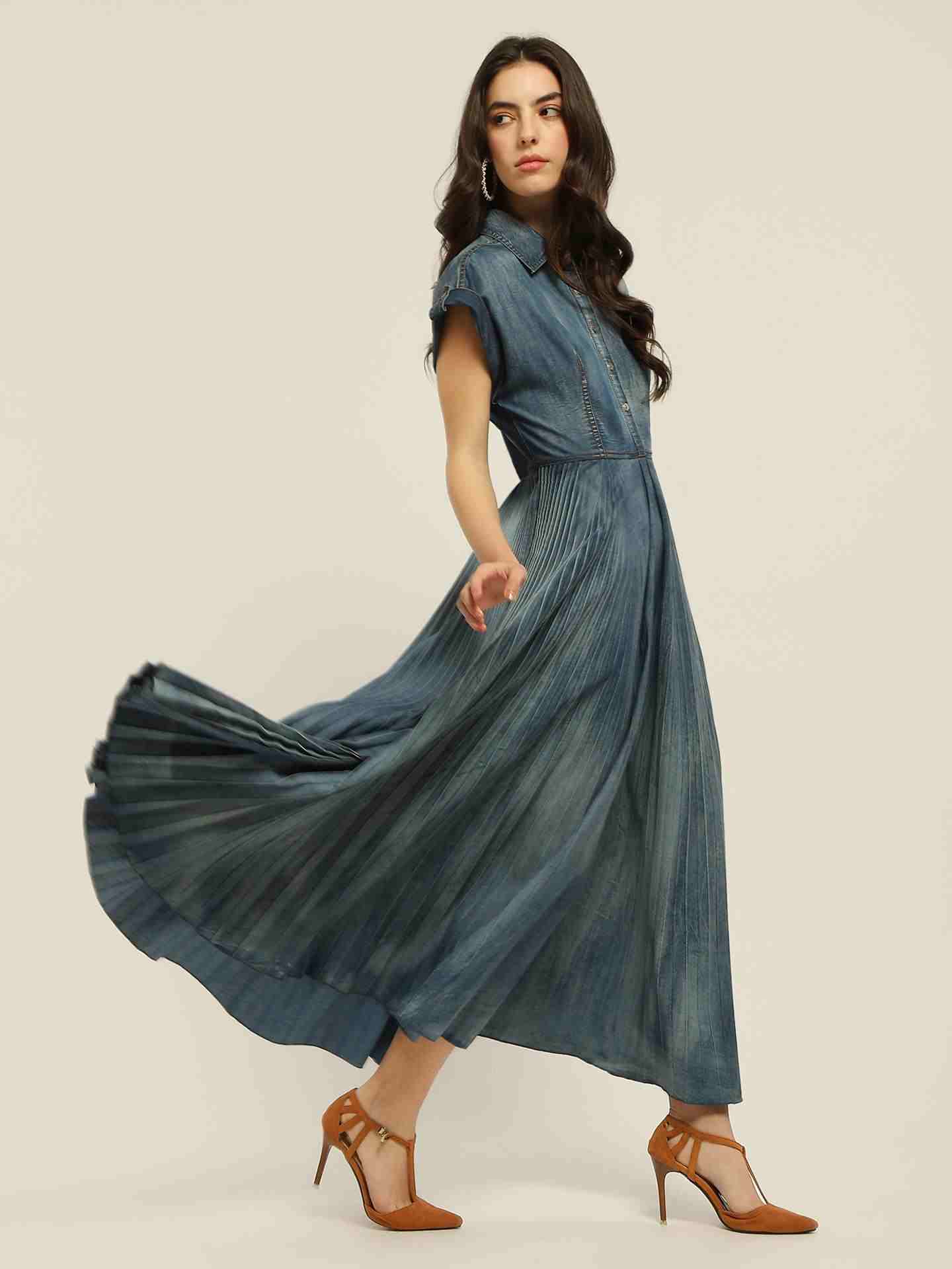 Blue Jolene Denim Long Dress