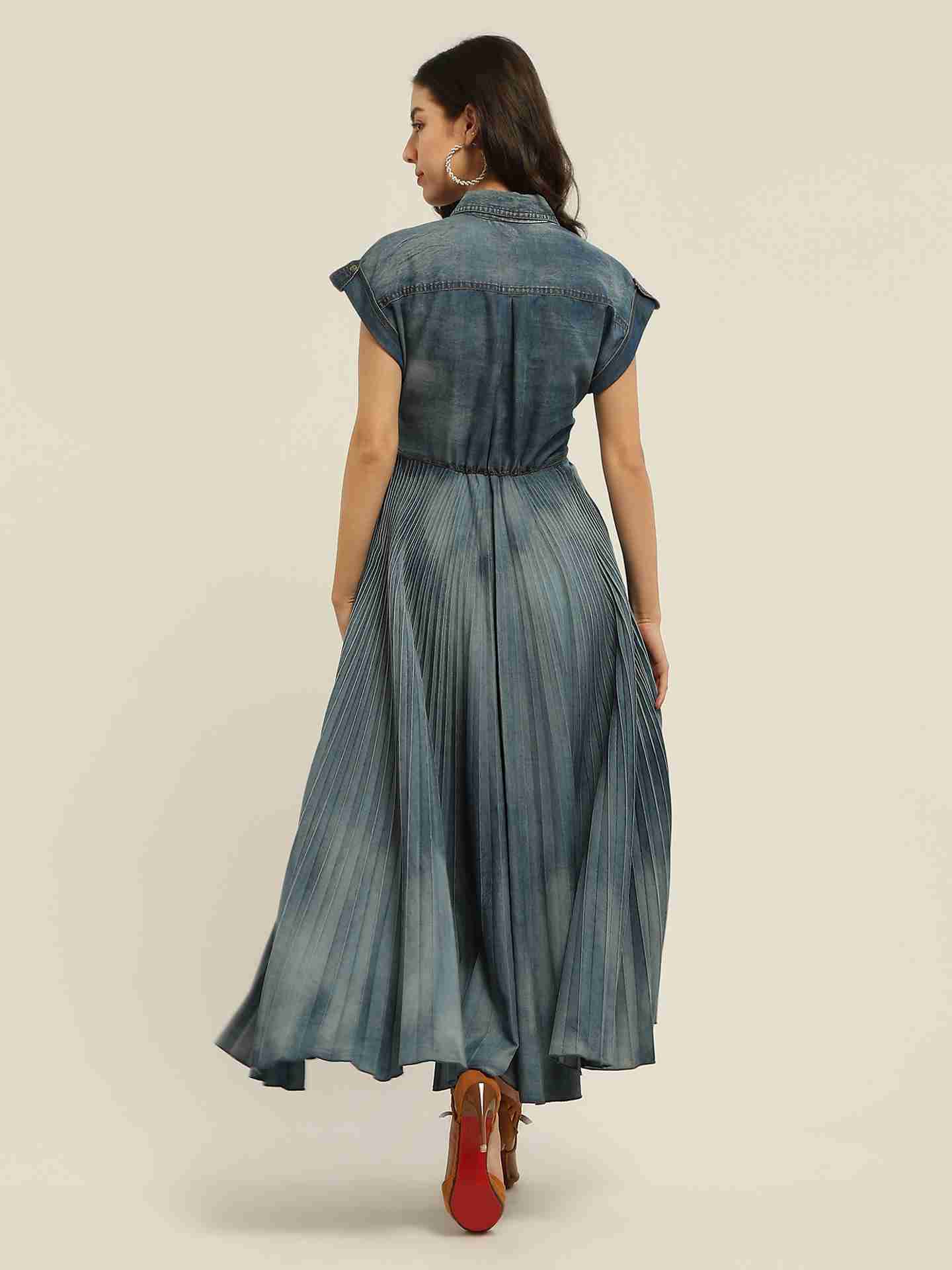 Blue Jolene Denim Long Dress