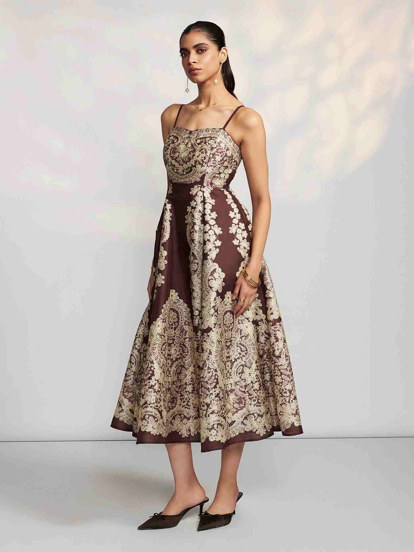 Brown Chantilly Long Dress
