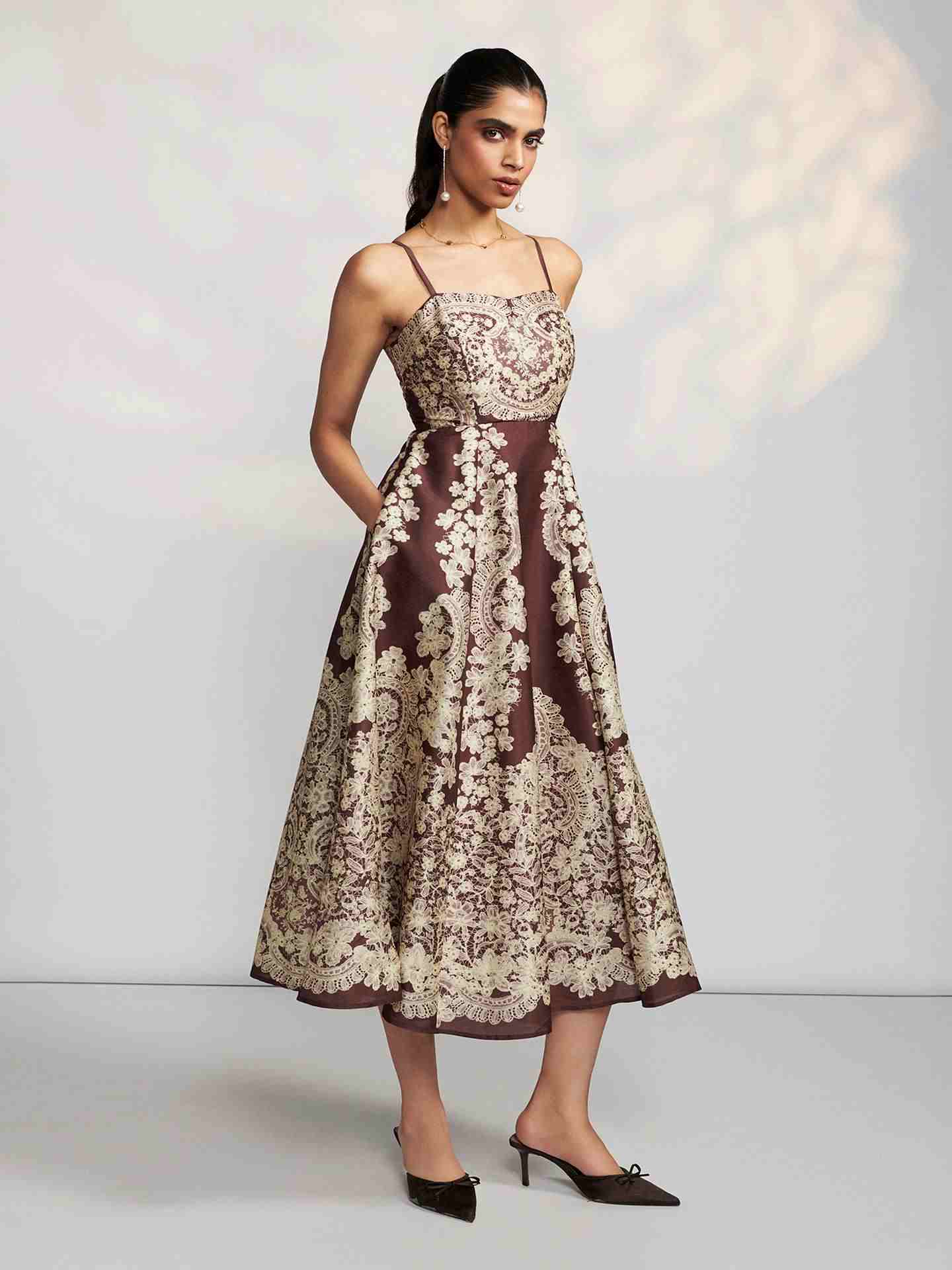 Brown Chantilly Long Dress