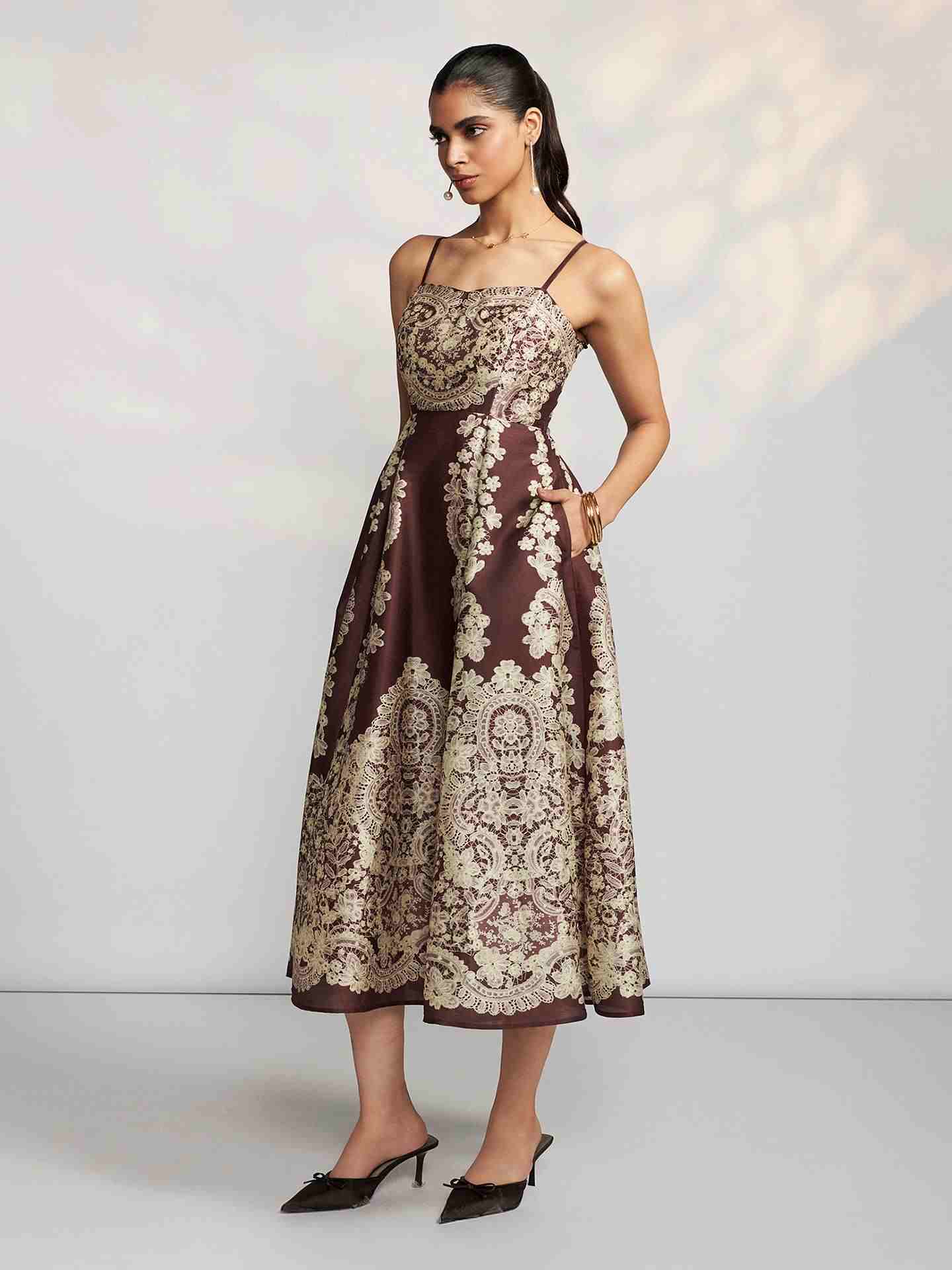 Brown Chantilly Long Dress