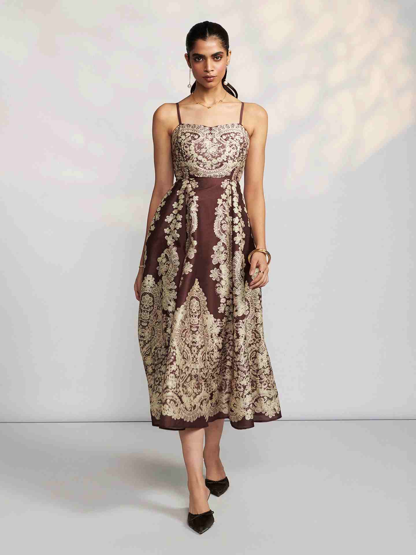 Brown Chantilly Long Dress