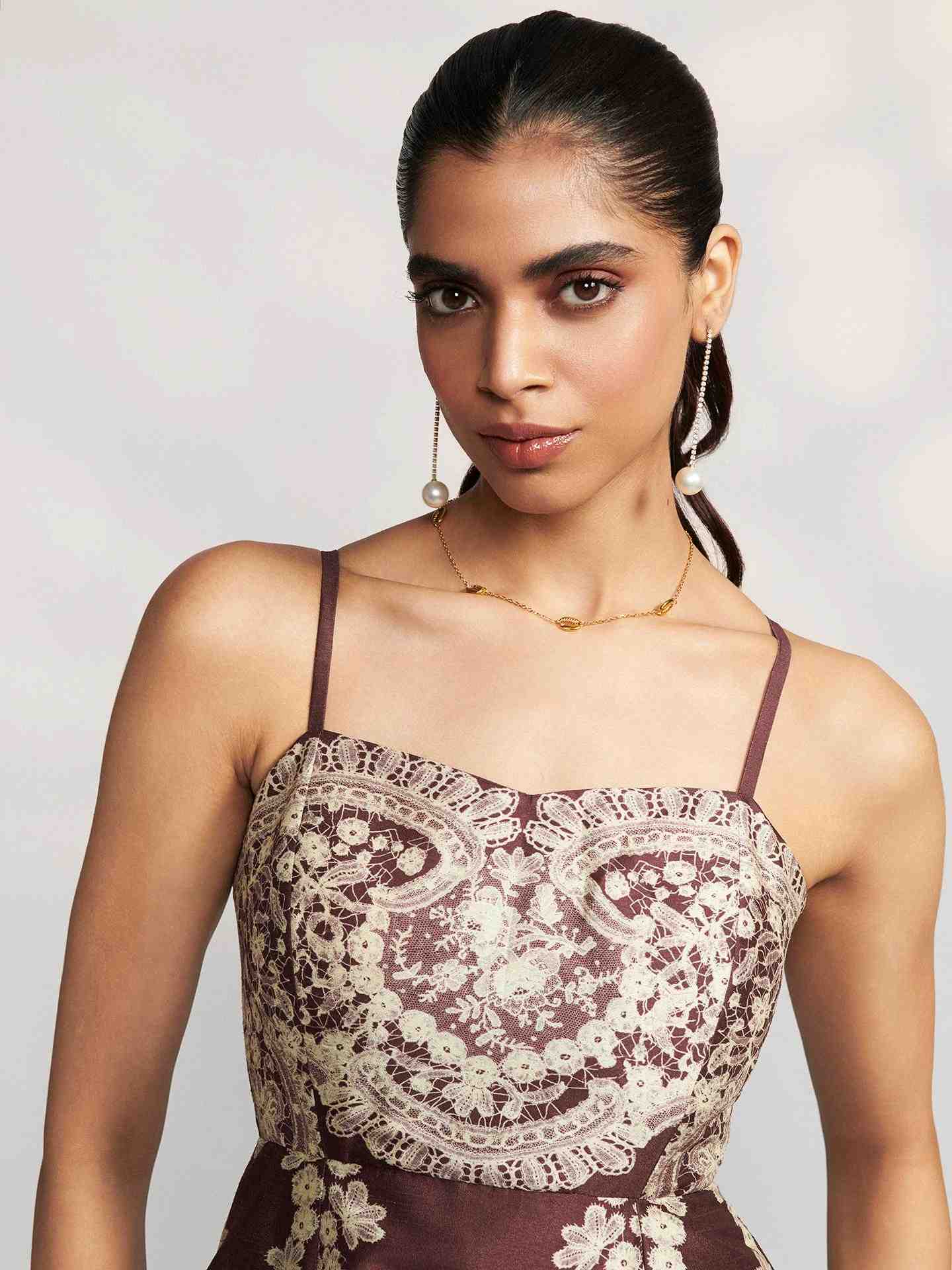 Brown Chantilly Long Dress